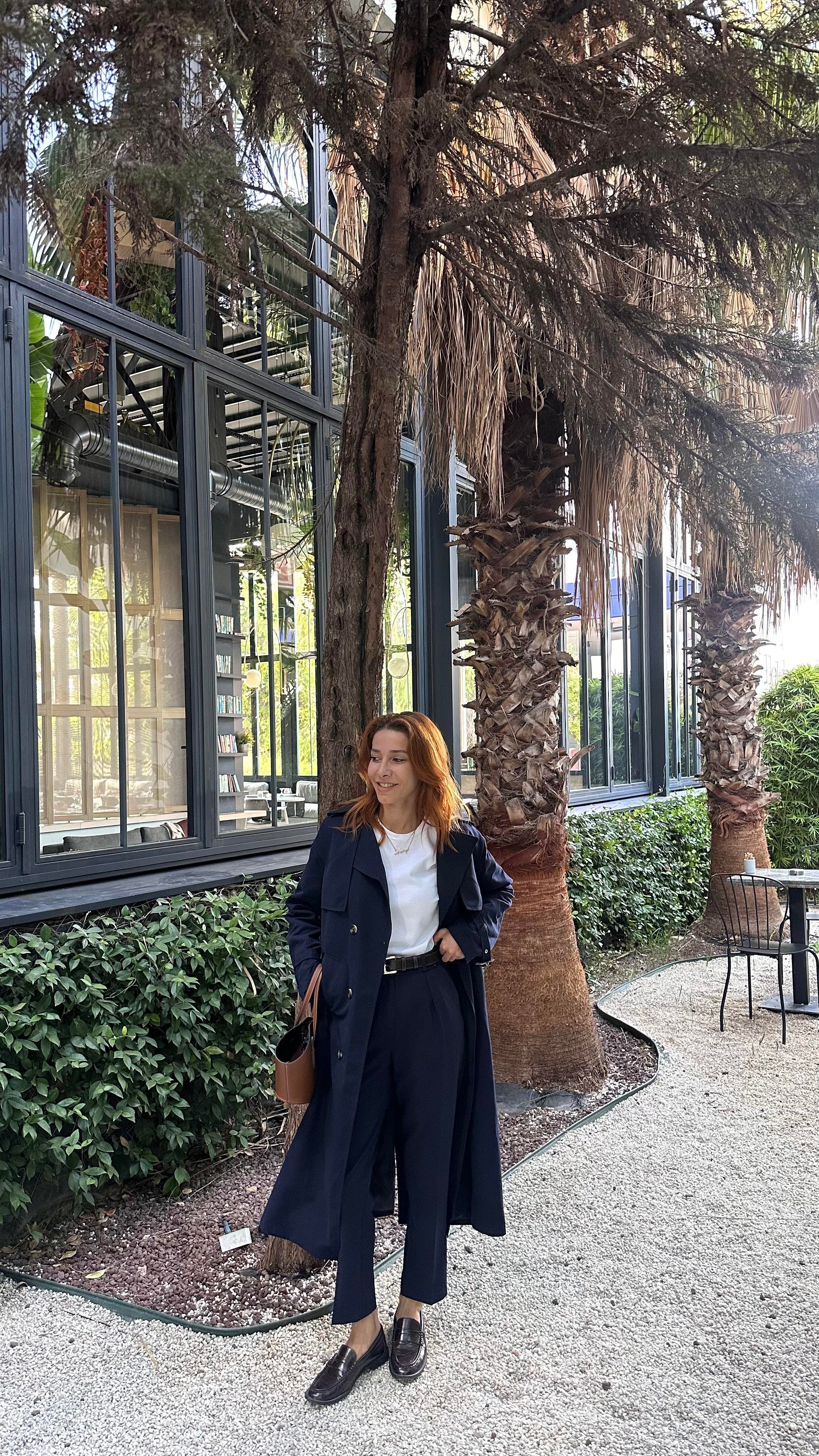 Lacivert Su Geçirmez Astarlı Uzun Trençkot 