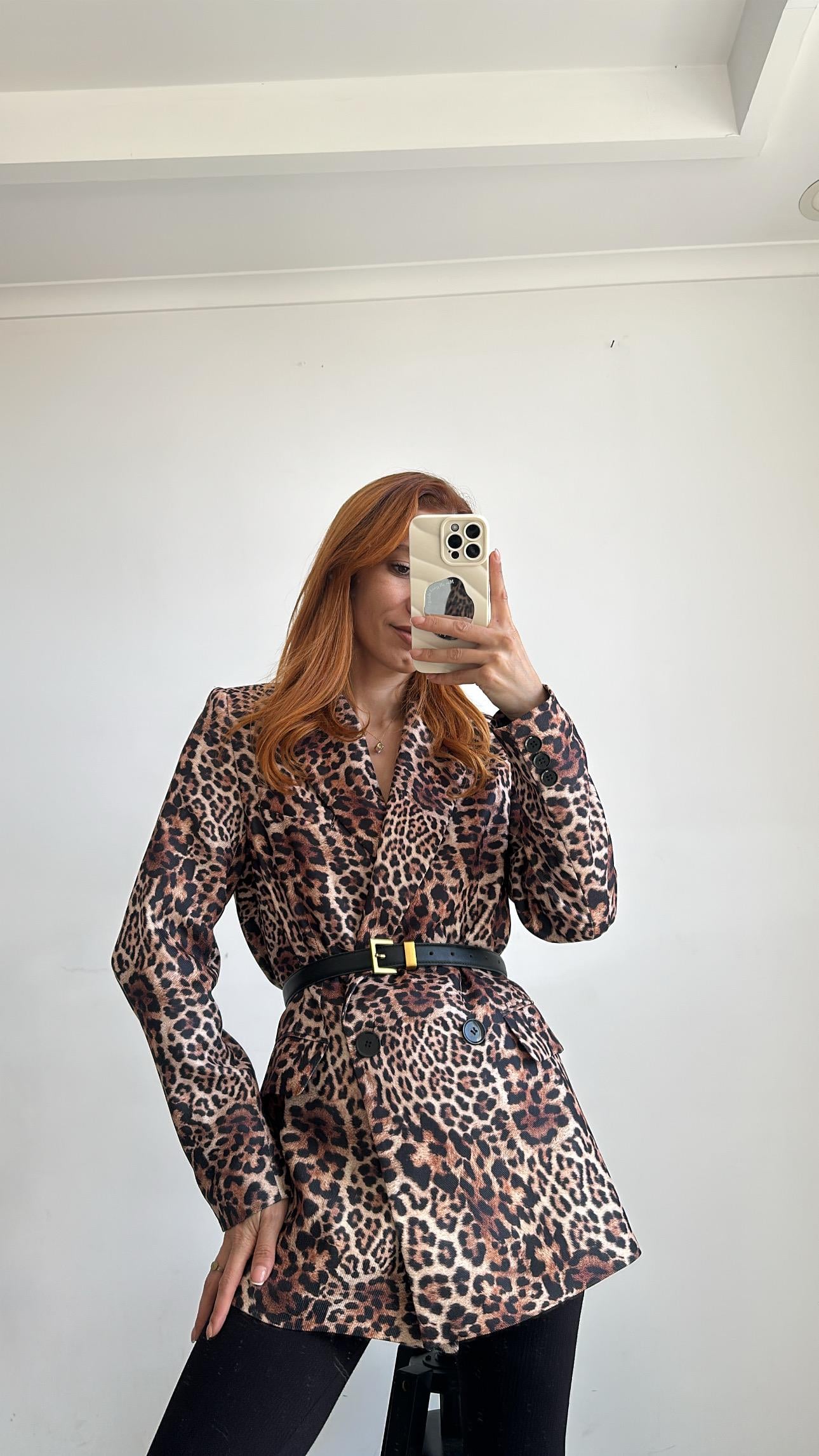 Leopar Desenli  Blazer Ceket 2