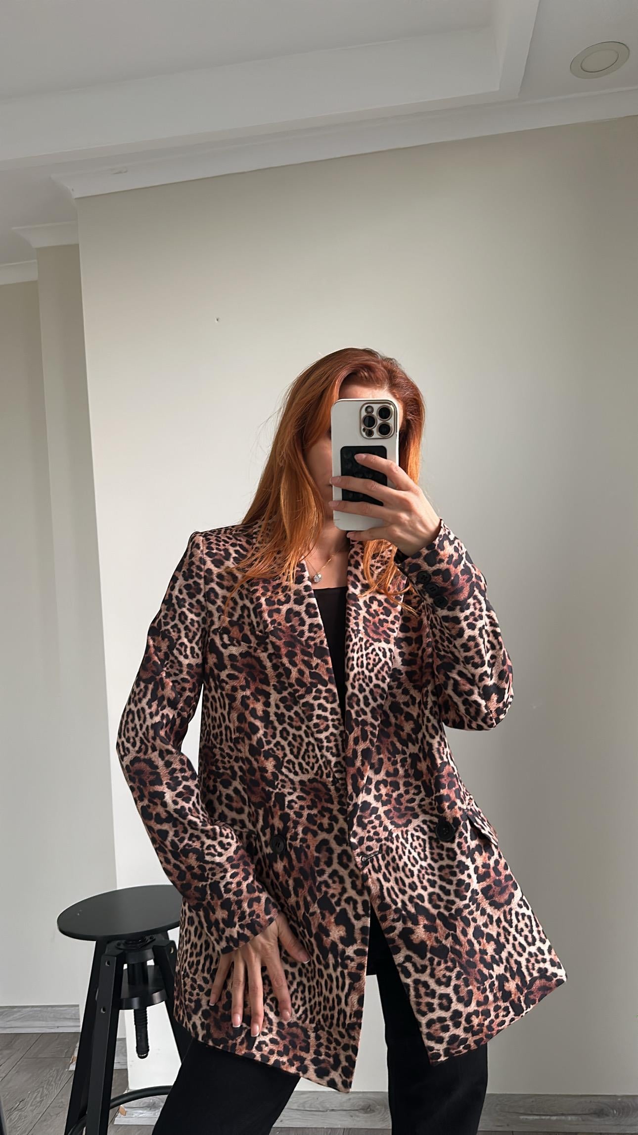 Leopar Desenli  Blazer Ceket 2
