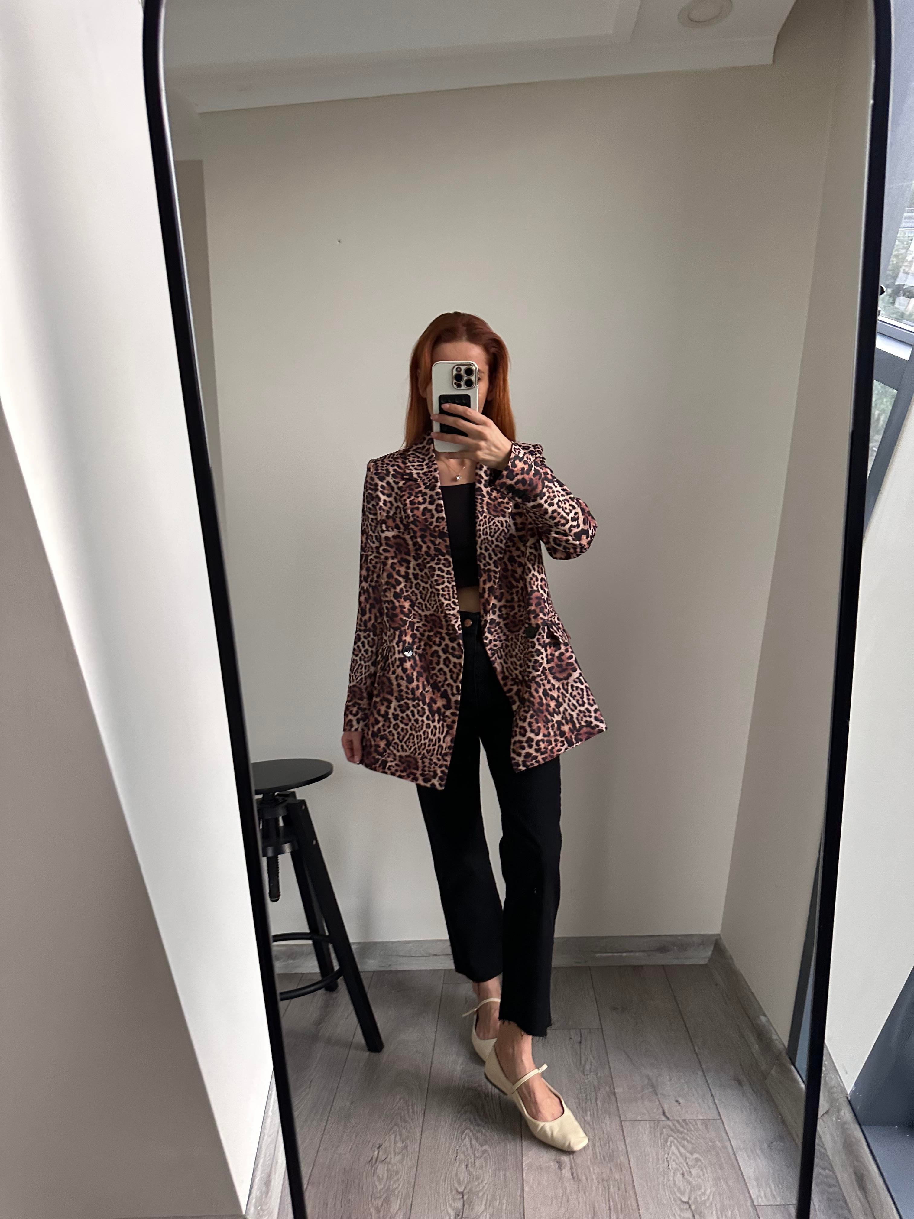 Leopar Desenli  Blazer Ceket 2