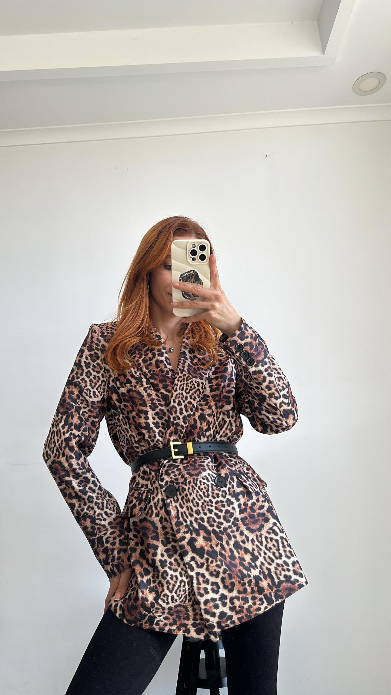 Leopar Desenli  Blazer Ceket 2