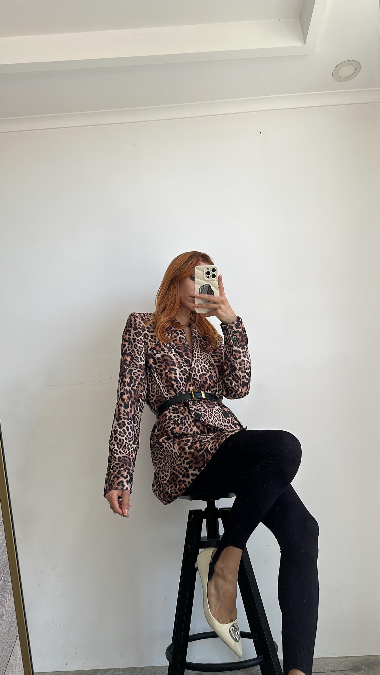 Leopar Desenli  Blazer Ceket 2