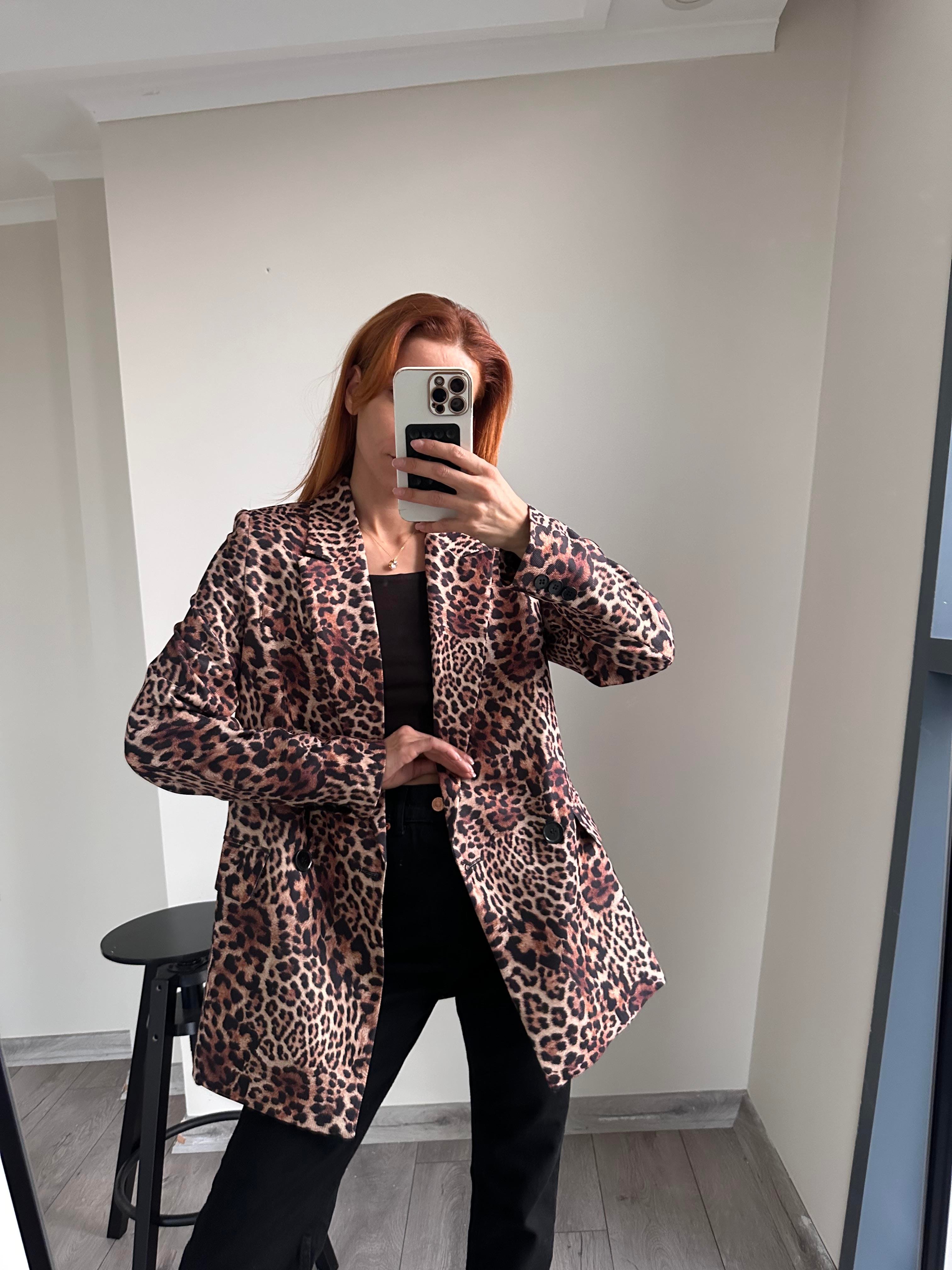 Leopar Desenli  Blazer Ceket 2