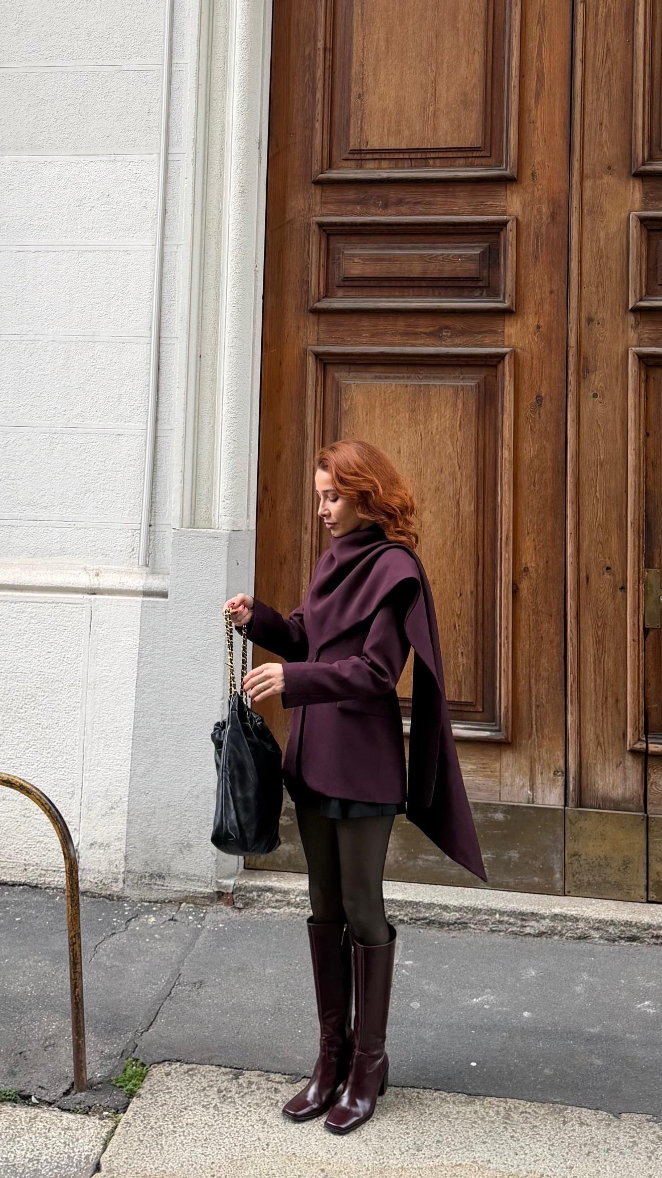 Pelerin Detaylı Blazer Mürdüm