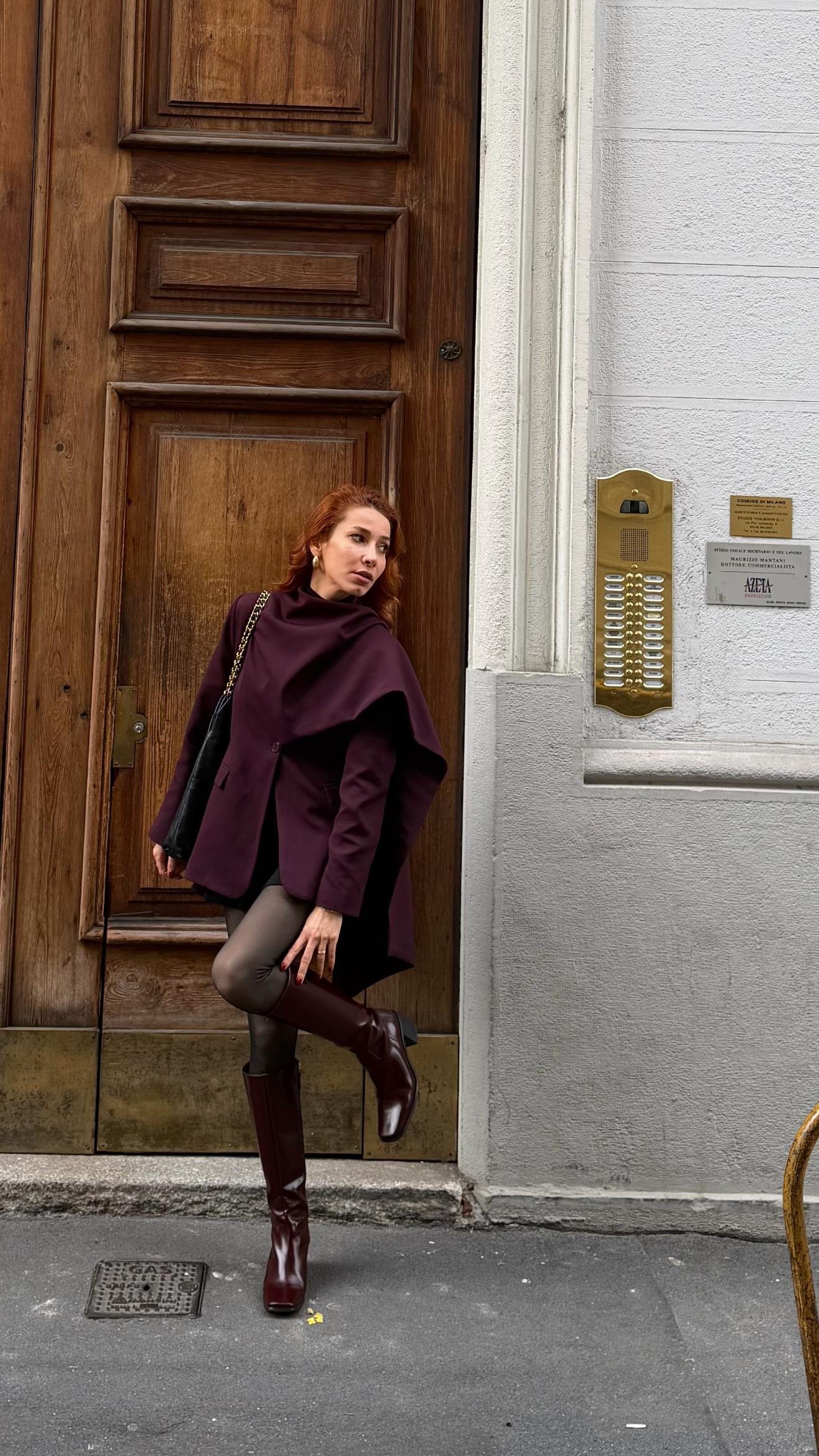 Pelerin Detaylı Blazer Mürdüm