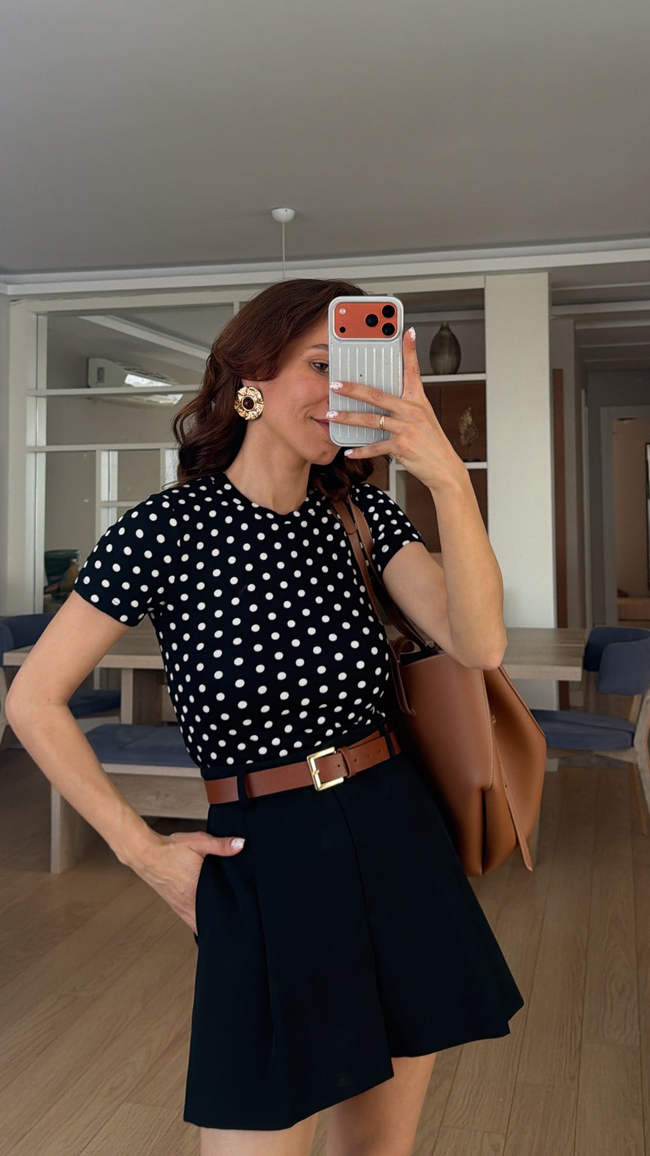 Puantiyeli Siyah Likralı Oysh Bluz 