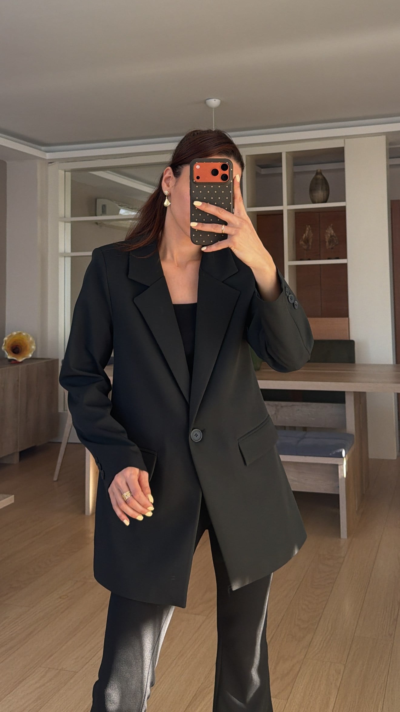 Siyah Tek Düğme Astarlı Blazer