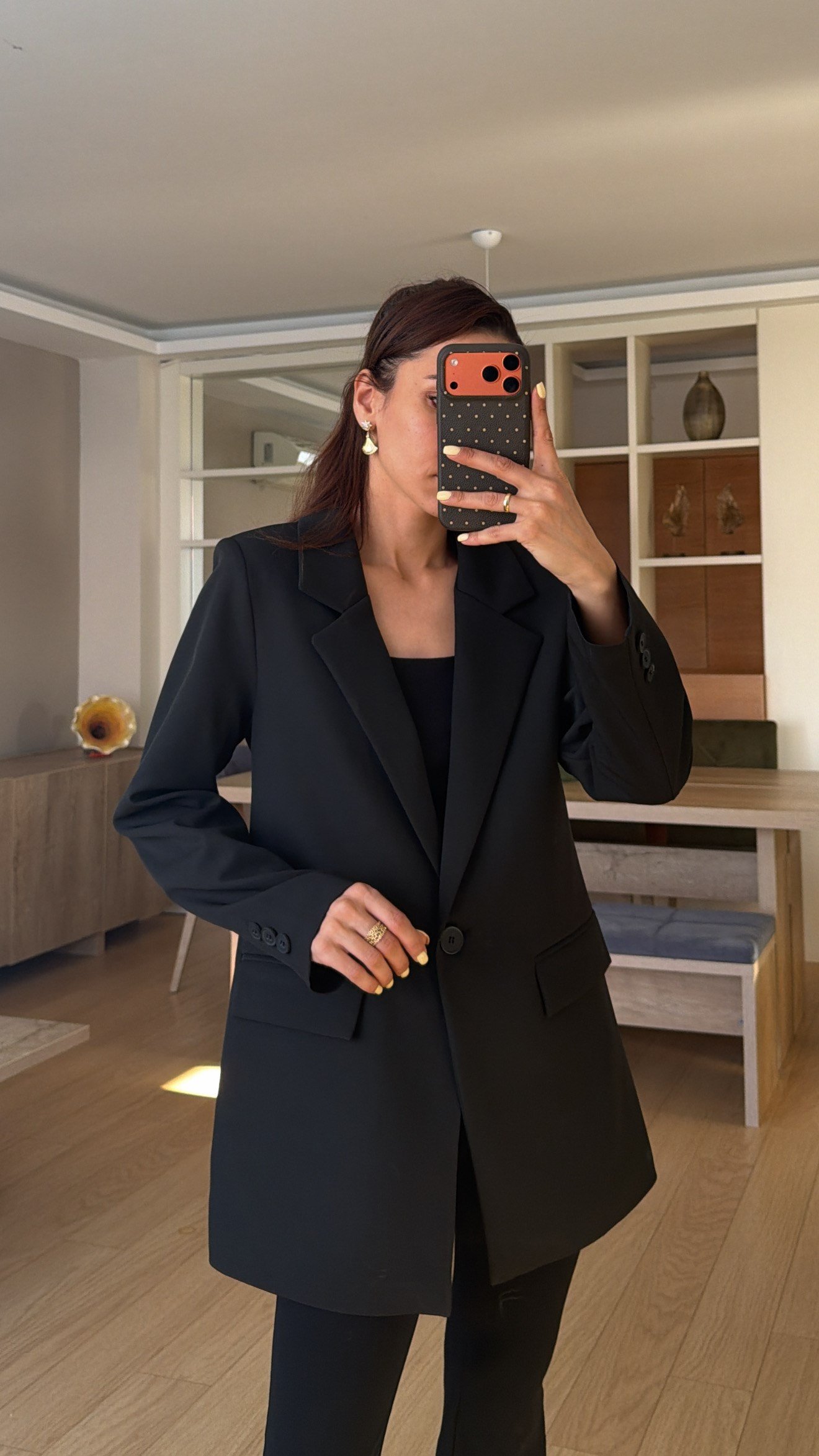 Siyah Tek Düğme Astarlı Blazer