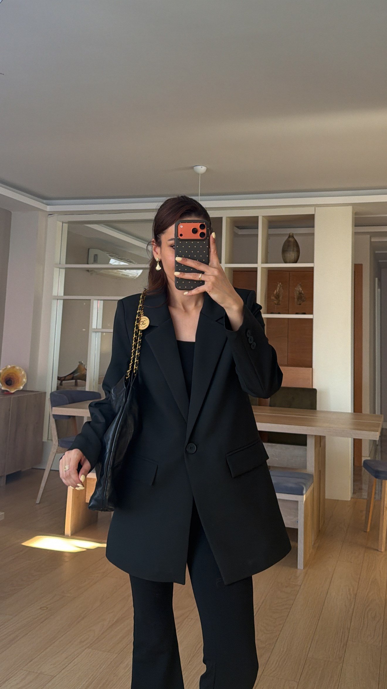 Siyah Tek Düğme Astarlı Blazer