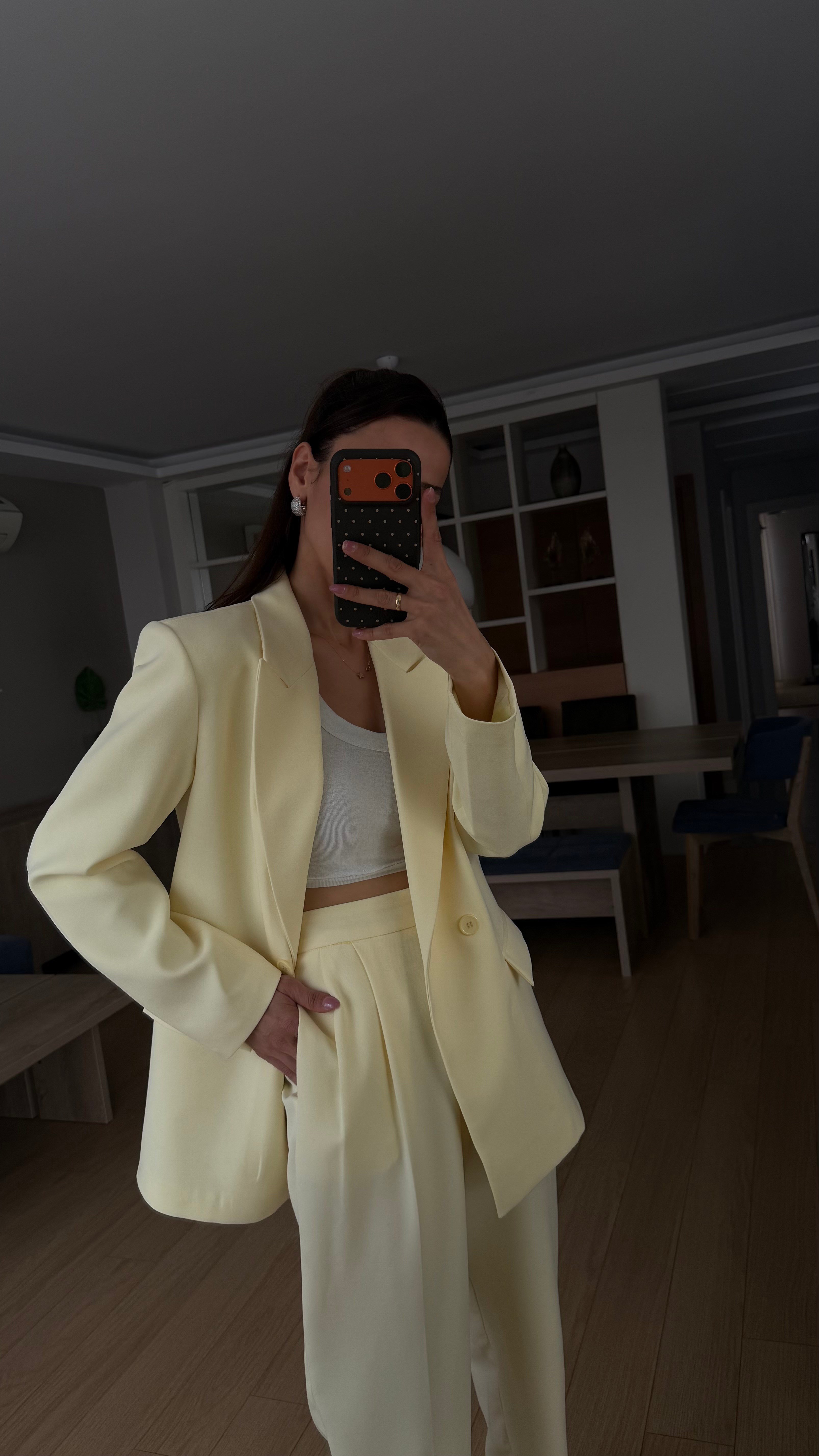 SOFT SARI ZRA HAVUÇ  PANTOLON ASTARLI CEKET TAKIM