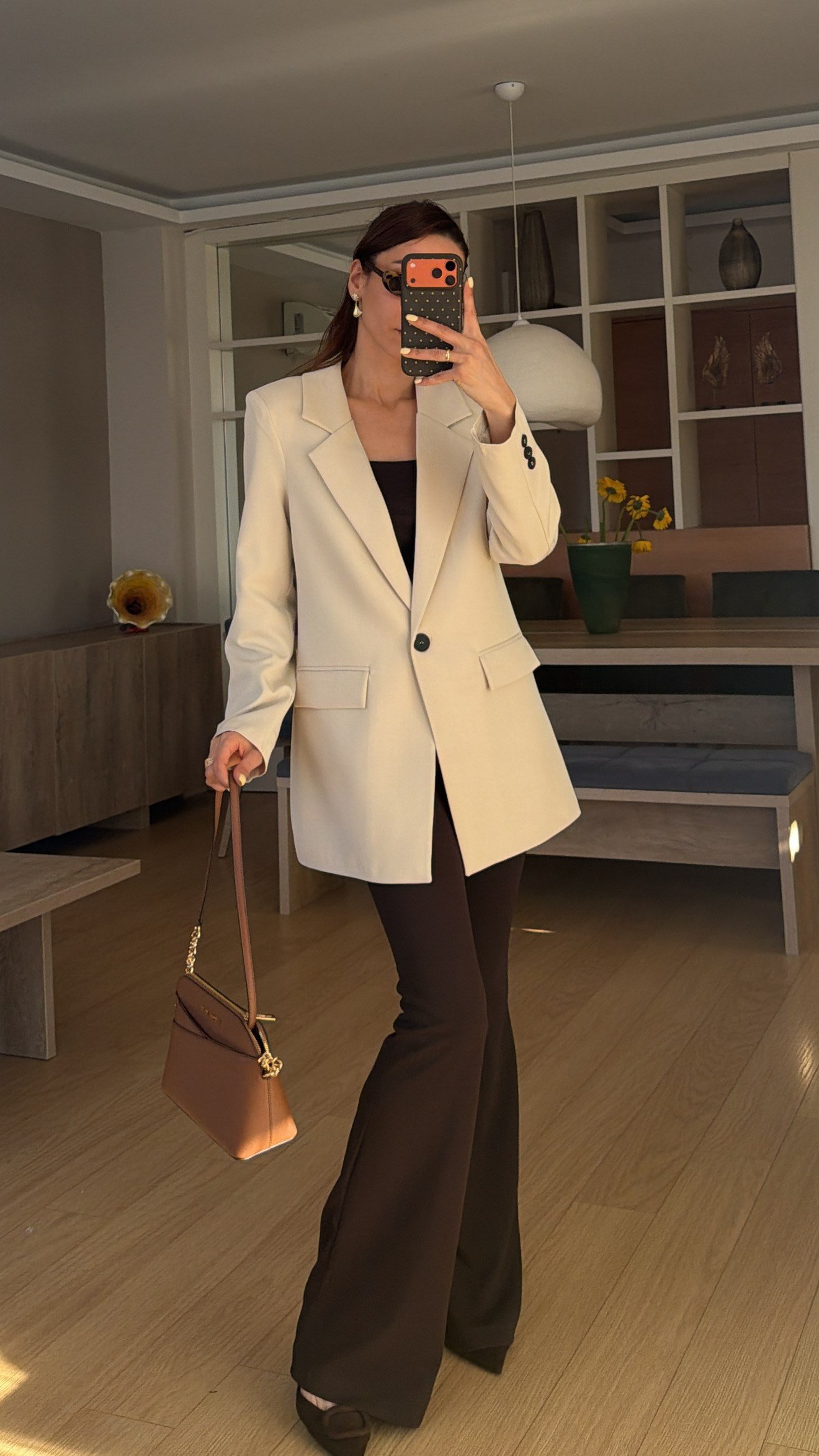 Taş Tek Düğme Astarlı Blazer