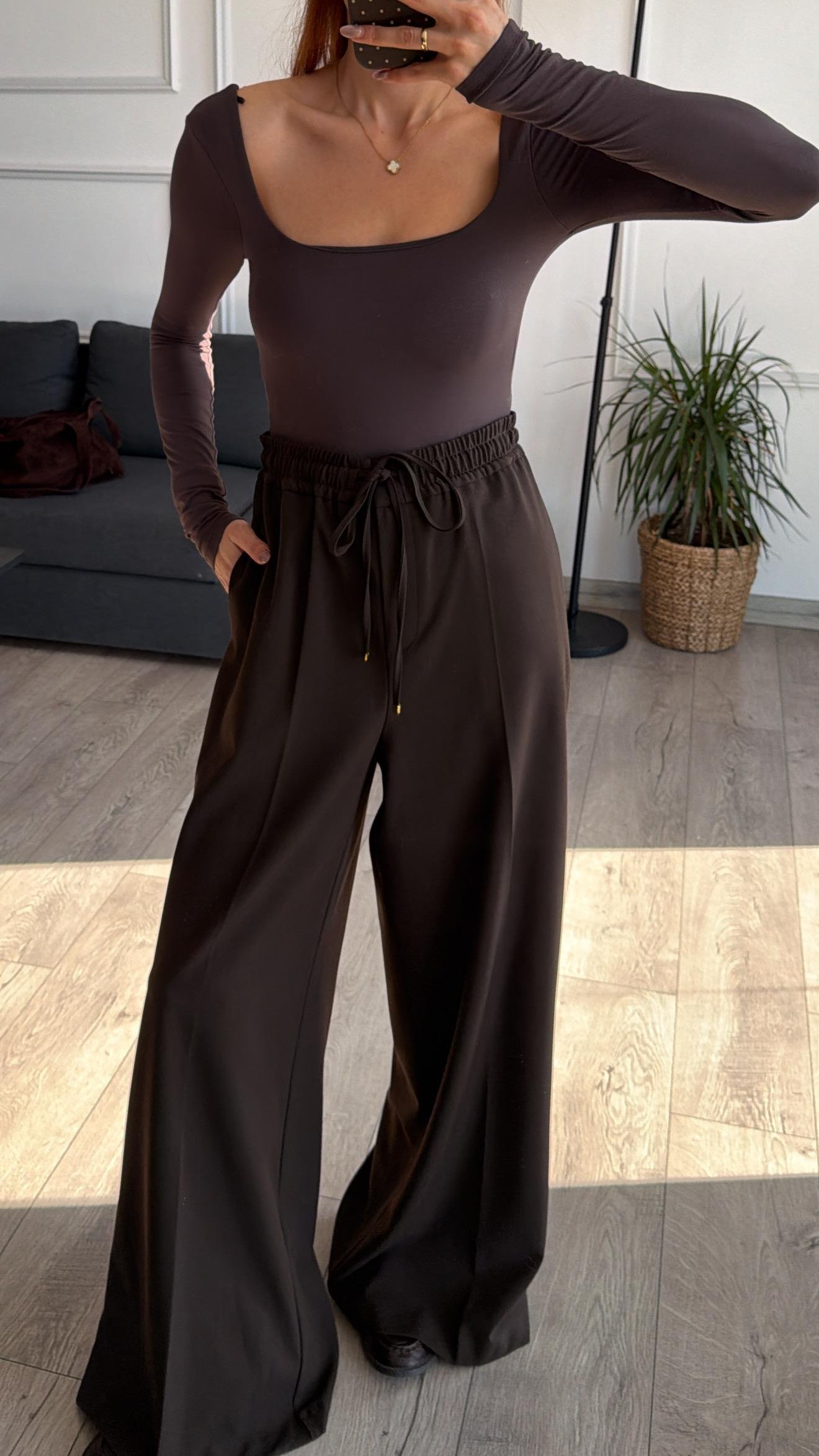 Yeni Kahve Bel Lastik Pantolon 