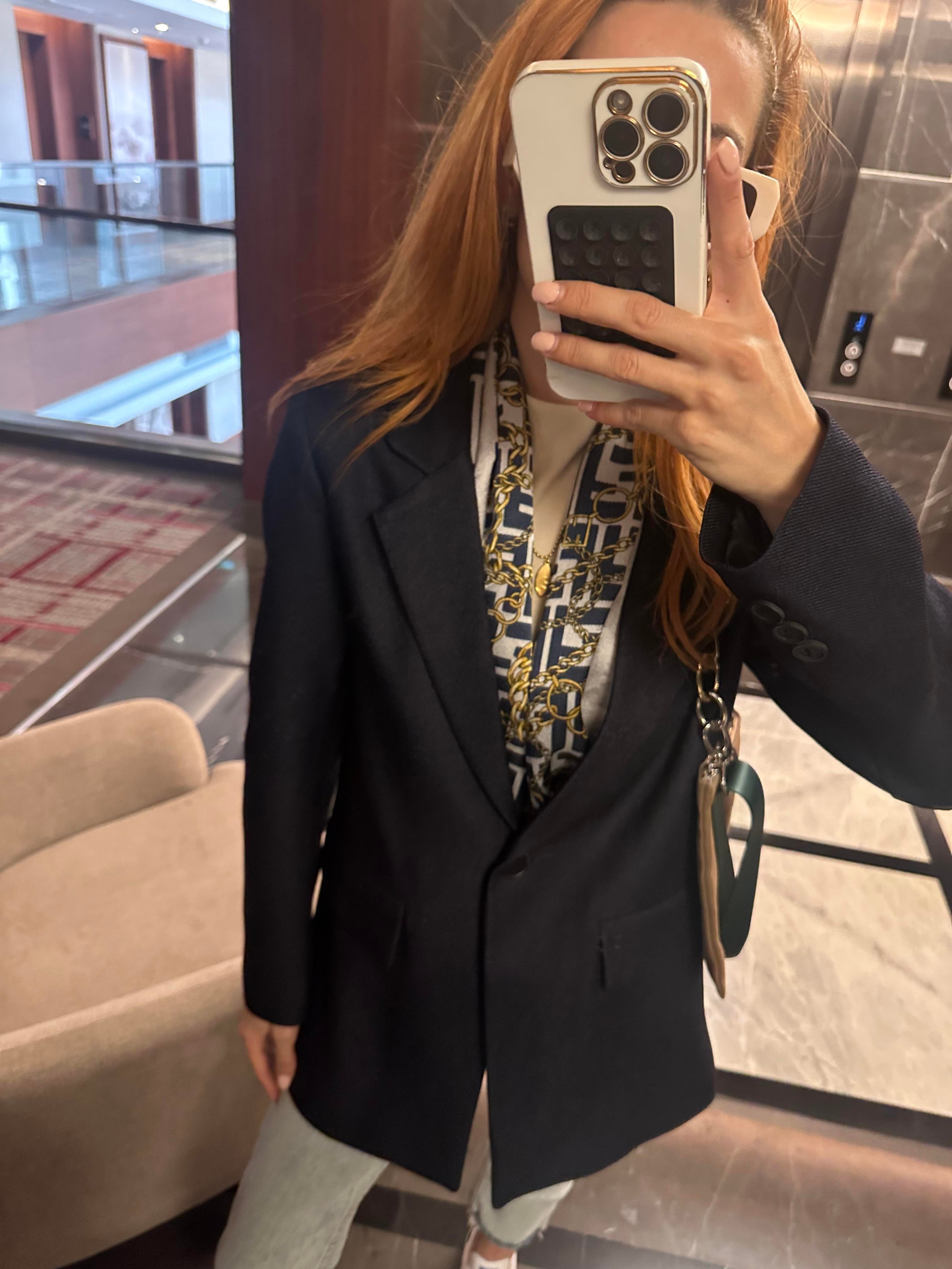 Yün Efekt  Blazer Ceket Lacivert 