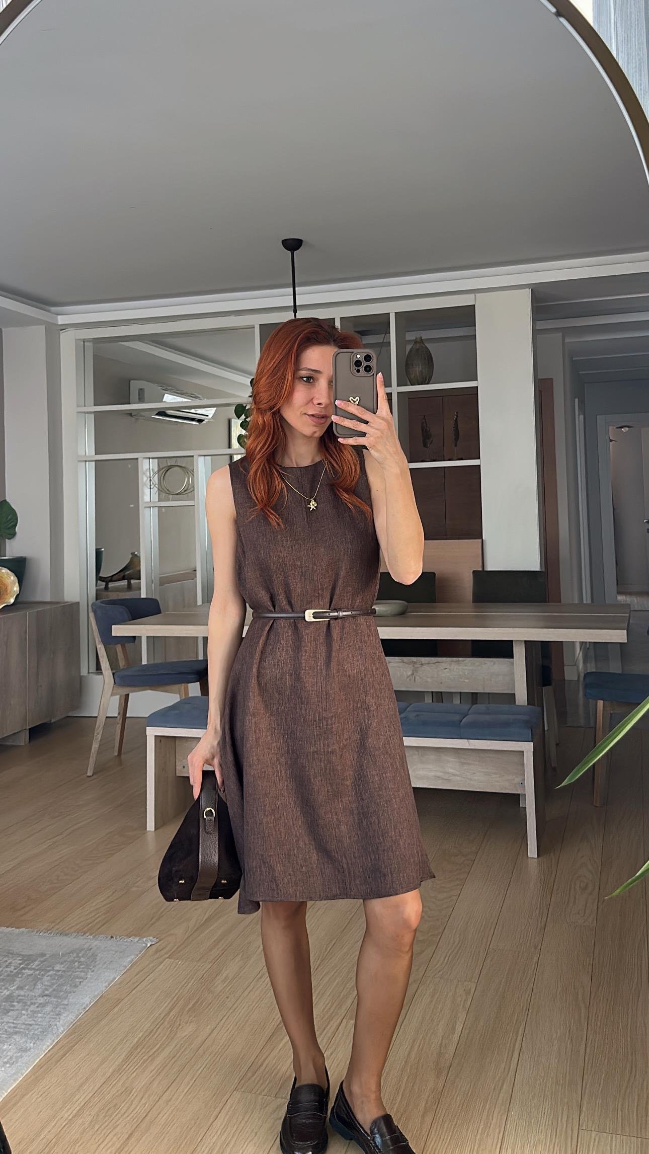 Zra Etiketkli Kahve Çan Elbise 