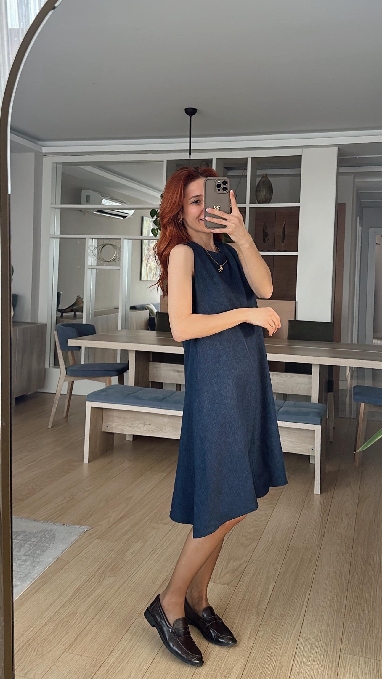 Zra Etiketkli Lacivert  Çan Elbise 
