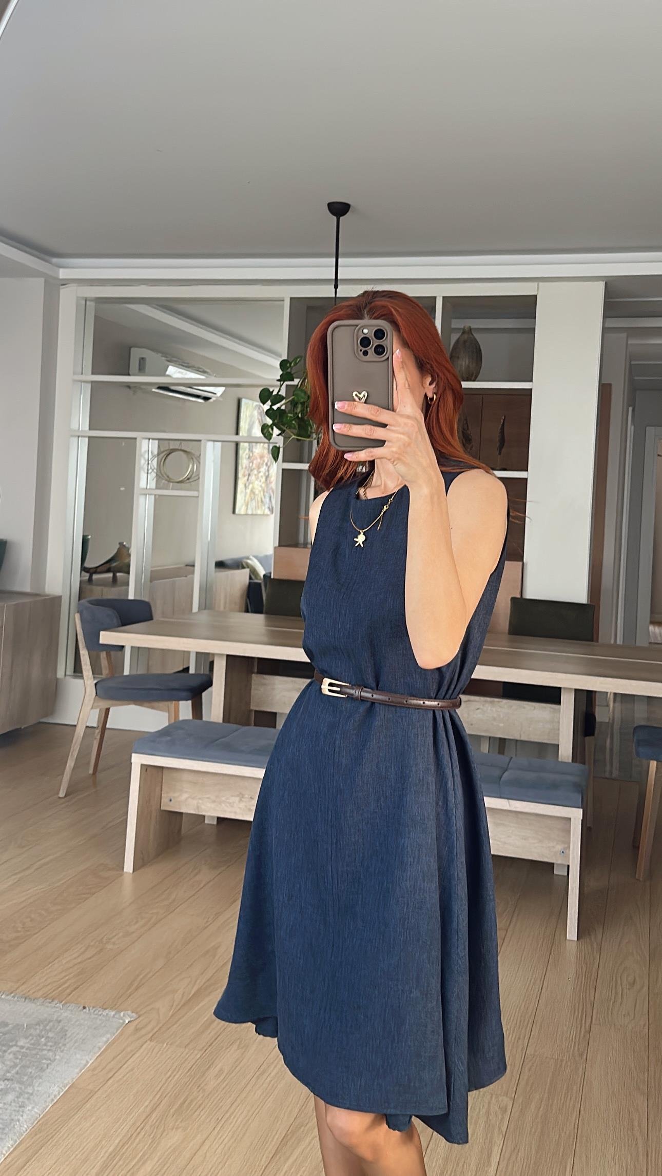 Zra Etiketkli Lacivert  Çan Elbise 