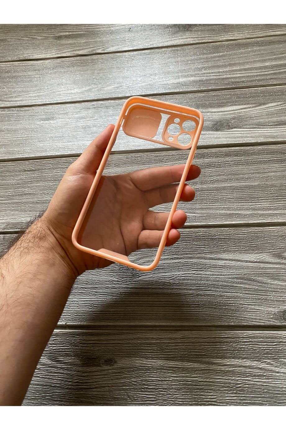 iPhone 11 Pro Max Pembe Kamera Sürgülü Şeffaf Kılıf