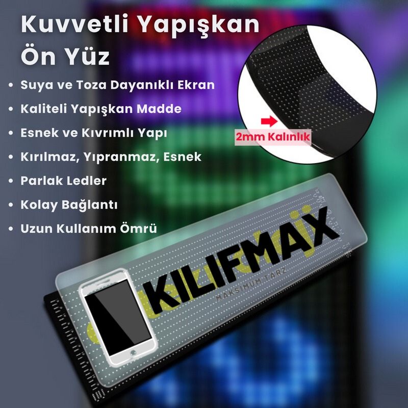 Kişiselleştirilebilir Matrix Car LED Ekran (90x19cm)