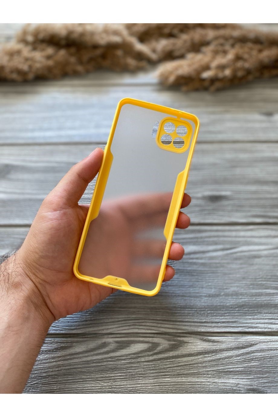 Oppo Reno 4 Lite Sarı Buzlu Silikon Kılıf