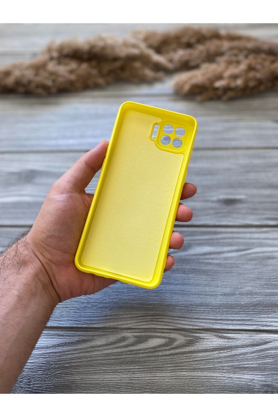 Oppo Reno 4 Lite Sarı Kamera Korumalı Lansman Kılıf