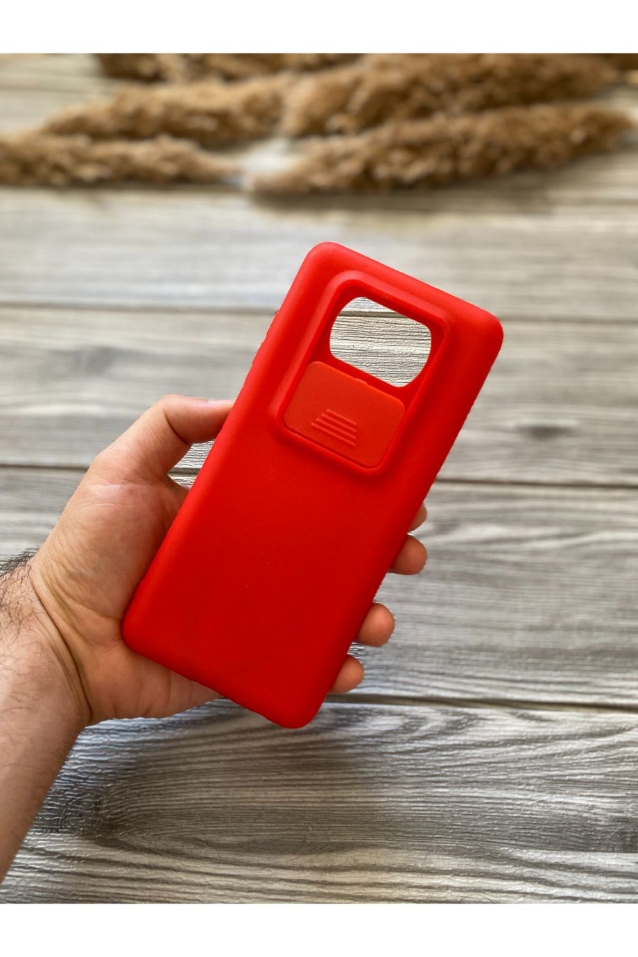 Poco X3 / Poco X3 Nfc / X3 Pro Kırmızı Kamera Sürgülü Silikon Kılıf