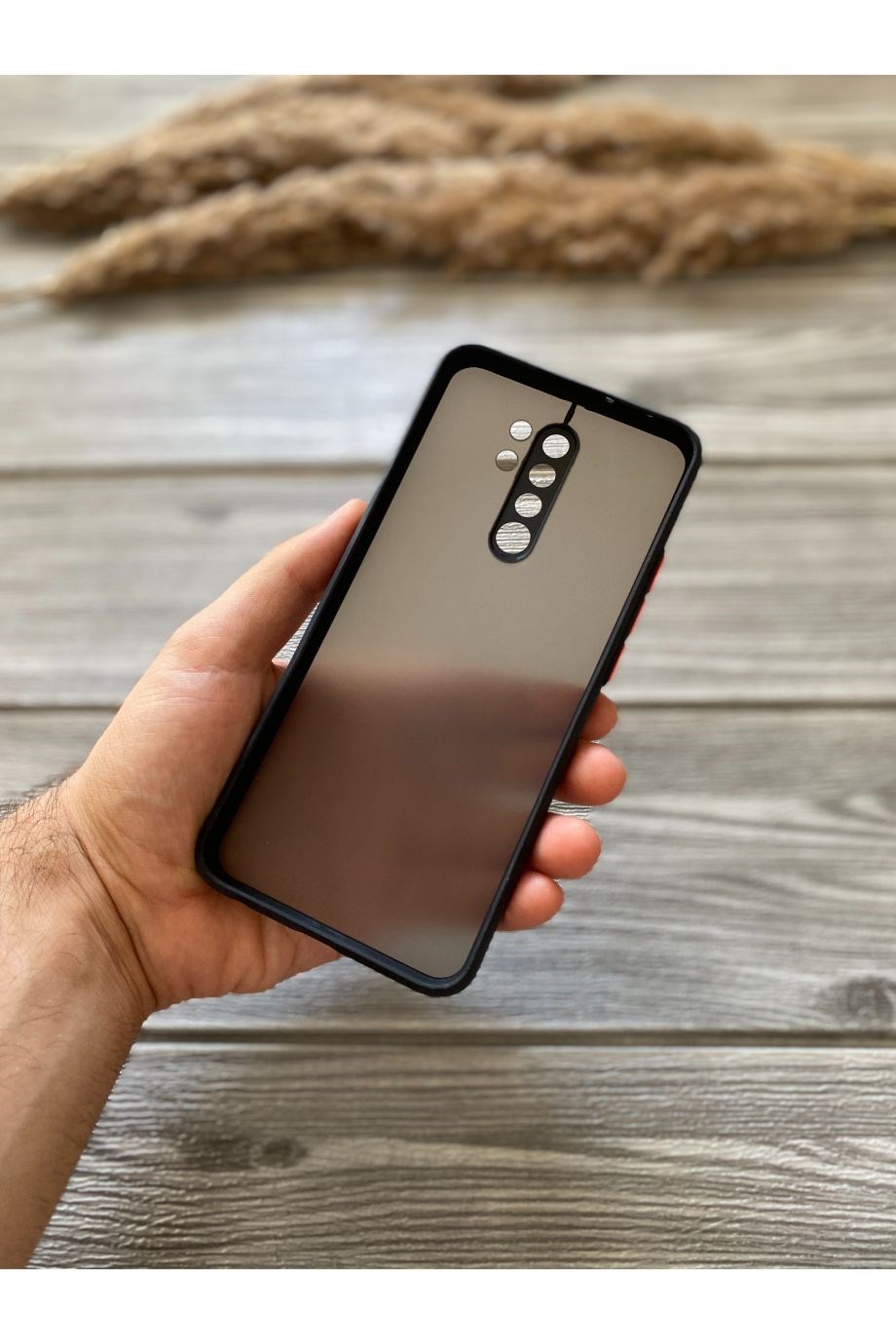 Redmi 9 Siyah Kamera Korumalı Buzlu Mika Kılıf