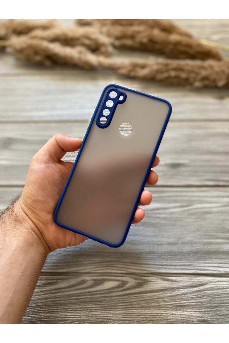 Redmi Note 8 Lacivert Kamera Korumalı Buzlu Mika Kılıf