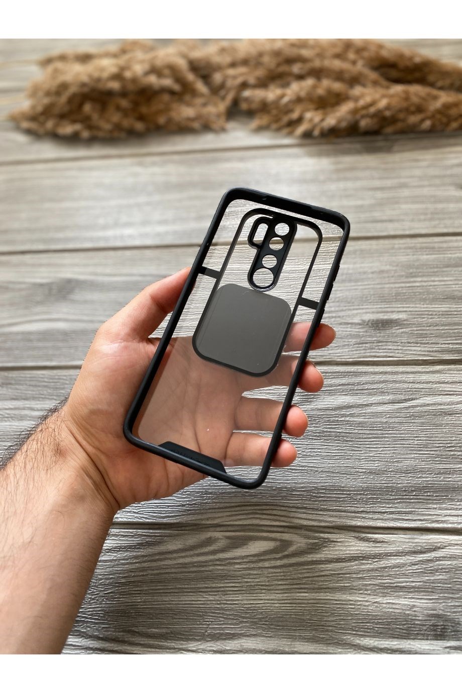 Redmi Note 8 Pro Siyah Kamera Sürgülü Şeffaf Kılıf