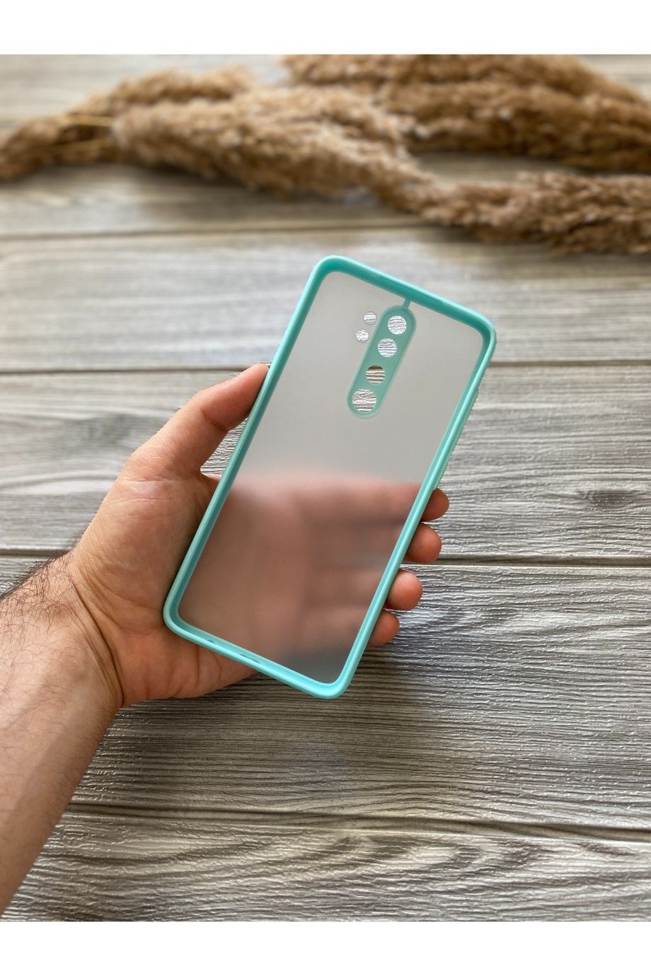 Redmi Note 8 Pro Turkuaz Kamera Korumalı Buzlu Mika Kılıf