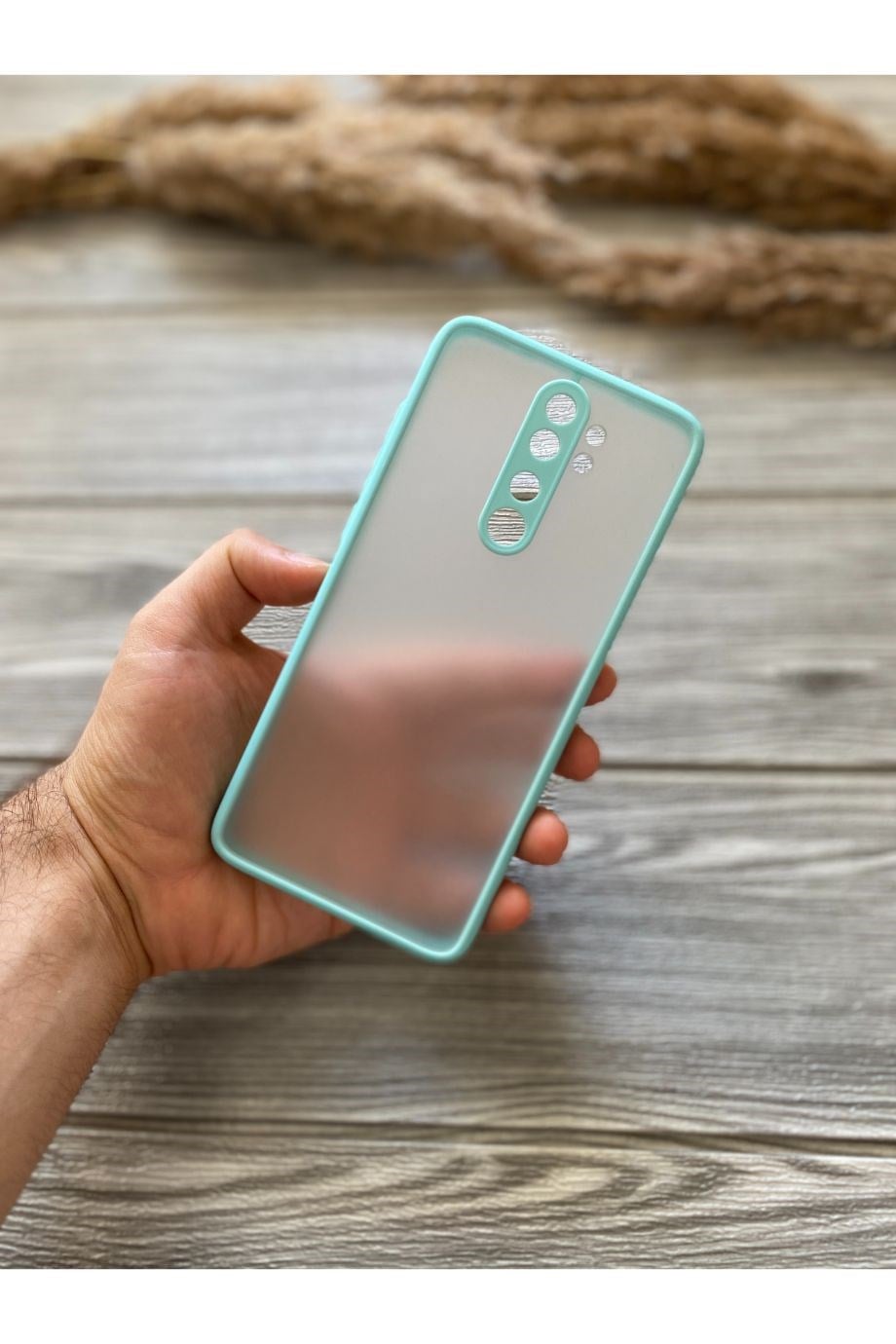 Redmi Note 8 Pro Turkuaz Kamera Korumalı Buzlu Mika Kılıf