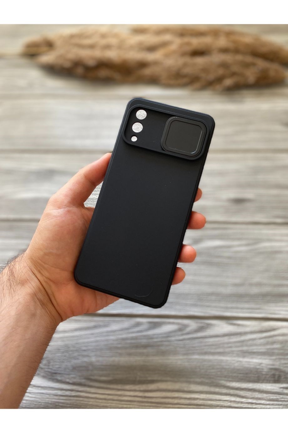 Samsung A02 Siyah Kamera Sürgülü Silikon Kılıf
