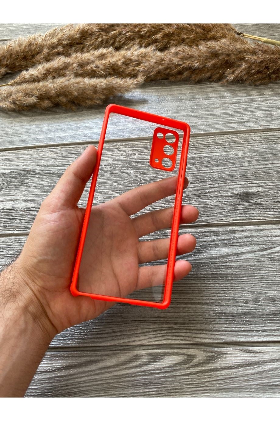 Samsung Note 20 Kırmızı Şeffaf Mika Kılıf