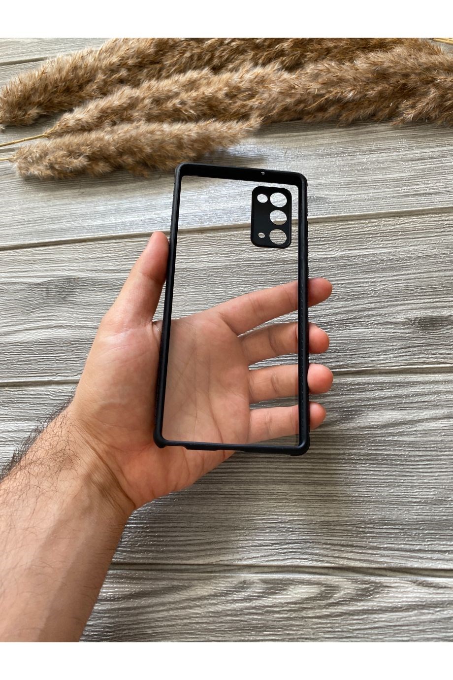 Samsung Note 20 Siyah Şeffaf Mika Kılıf