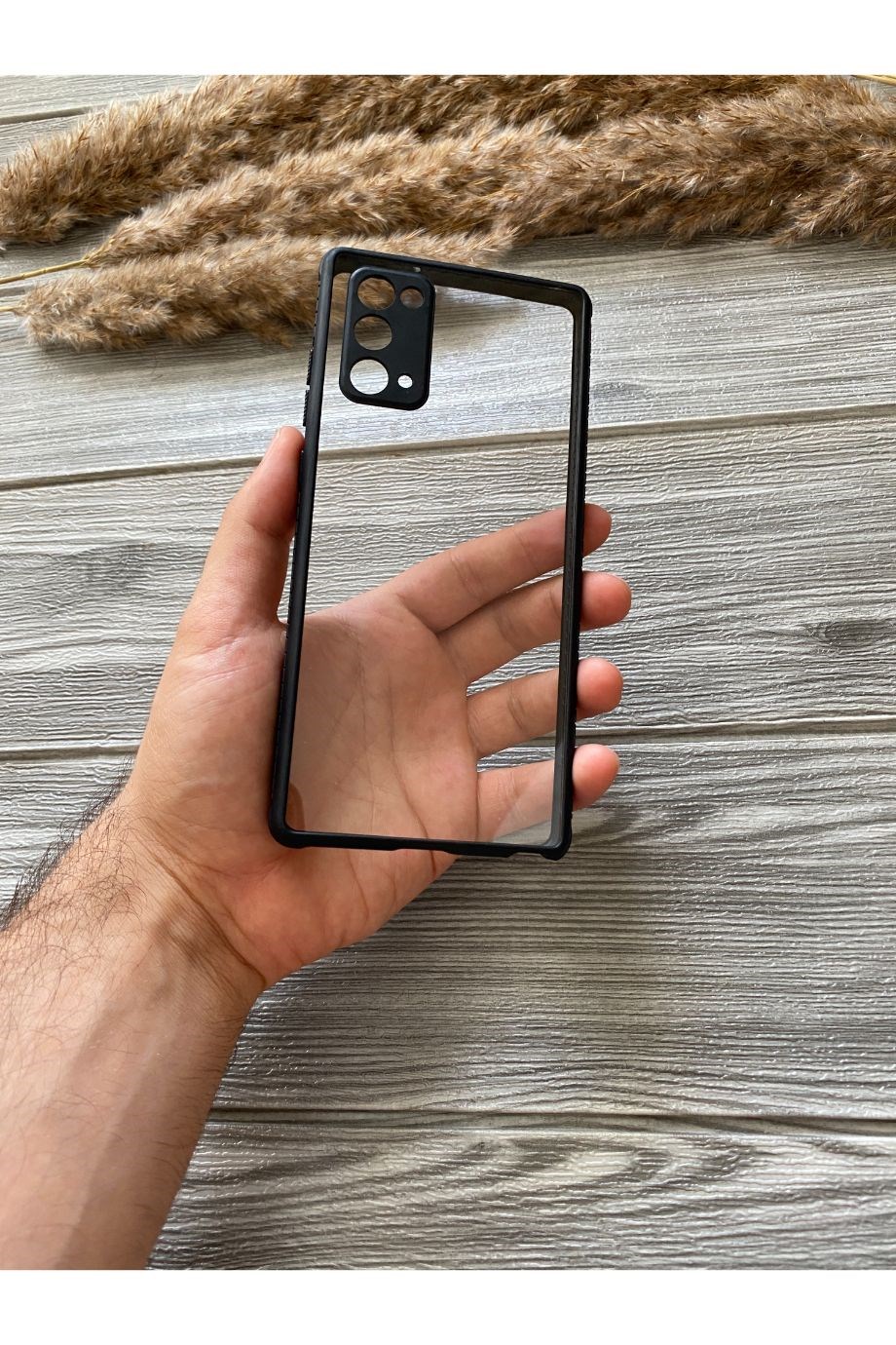 Samsung Note 20 Siyah Şeffaf Mika Kılıf