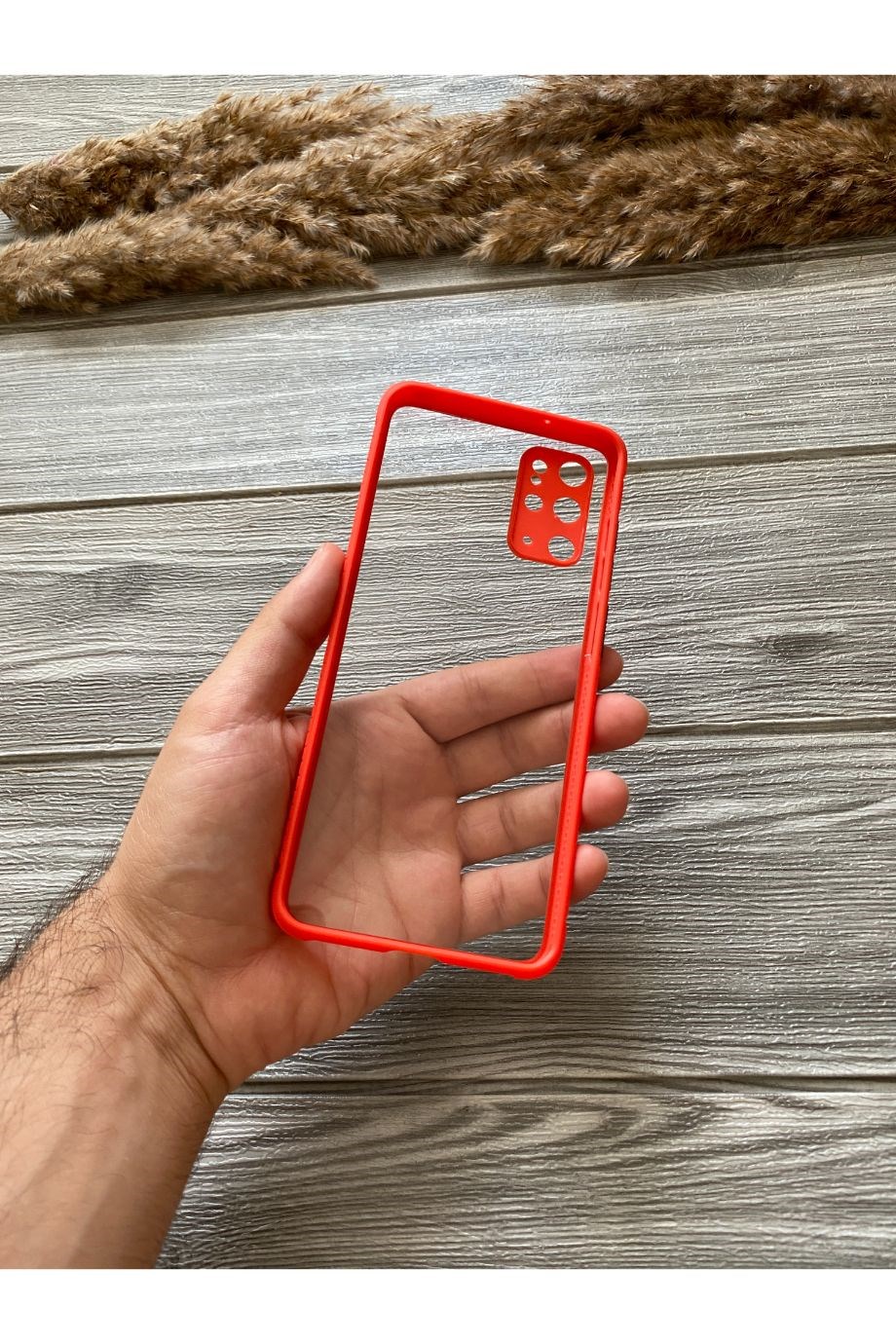 Samsung S20 Plus Kırmızı Şeffaf Mika Kılıf
