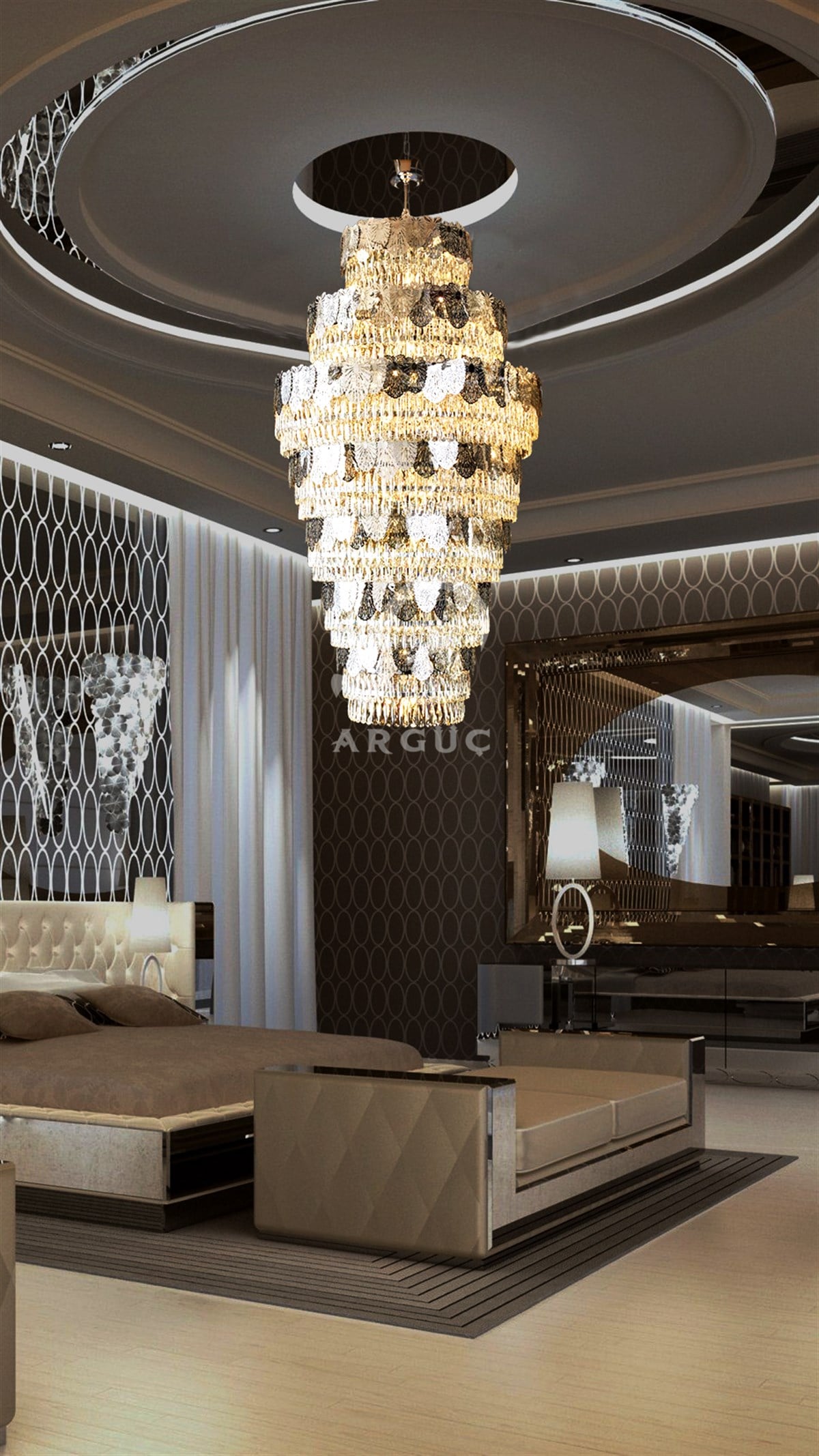 Angel Luxury Paslanmaz Kristal Taşlı Lüks Yaprak Avize