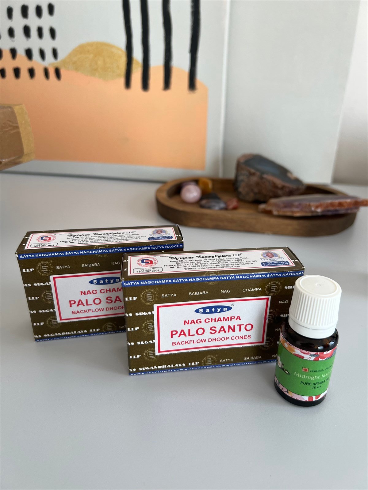 2 Adet Satya Palo Santo Konik Tütsü + Yasemin Aromalı Buhurdanlık Yağı Seti - Mia