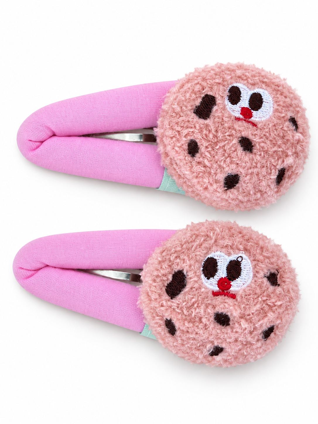 2'Li Set Dev Peluş Pembe Kurabiye Temalı Çıt Çıt Pens Toka - 2 Adet (11 Cm X 6 Cm ) Pembe Kurabiye Figürlü Büyük Boy Peluş Saç Tokası Seti – 2Li - Miamantra