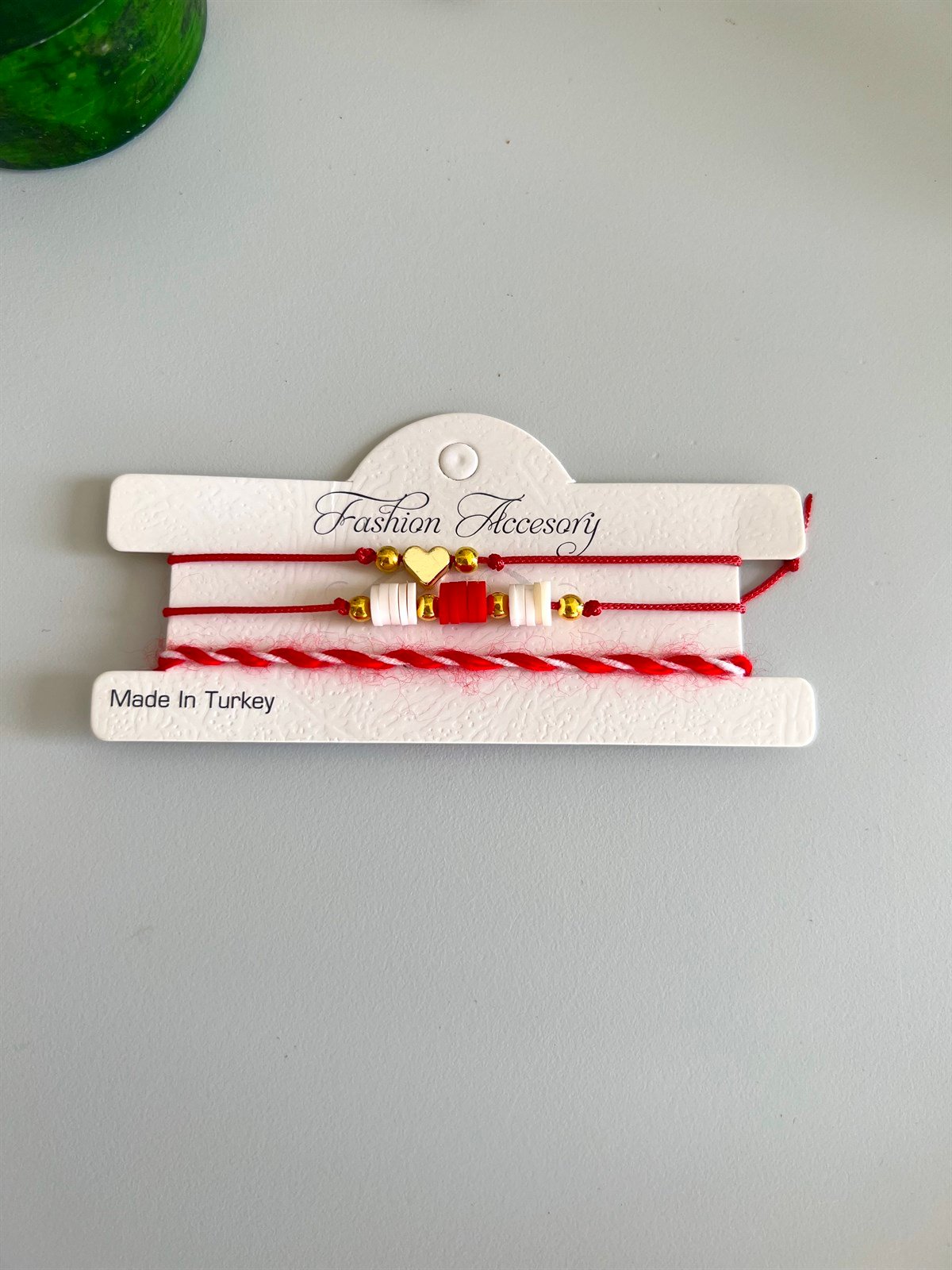3lü Set Kırmızı Arkadaş Bileklikleri/Arkadaş Bilekliği/ Fimo Boncuk Kalp ve Marteniçka Şans Bilekliği - Miamantra