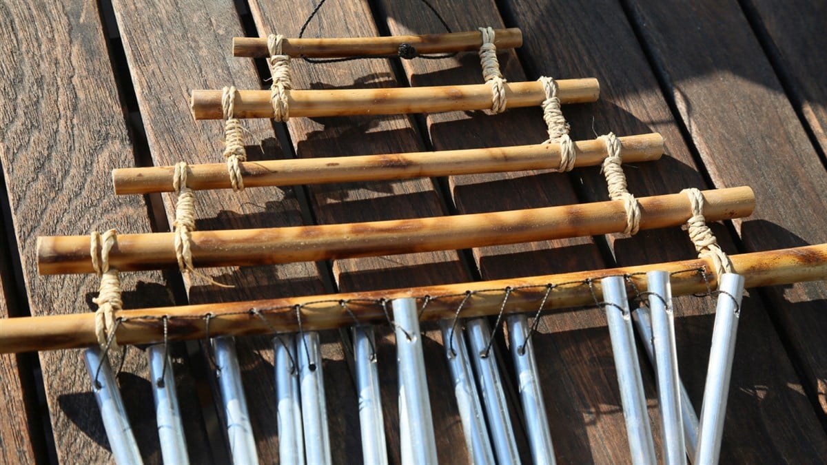 5 Katlı Bambu Çubuklu Metal Rüzgar Çanı (40 cm)