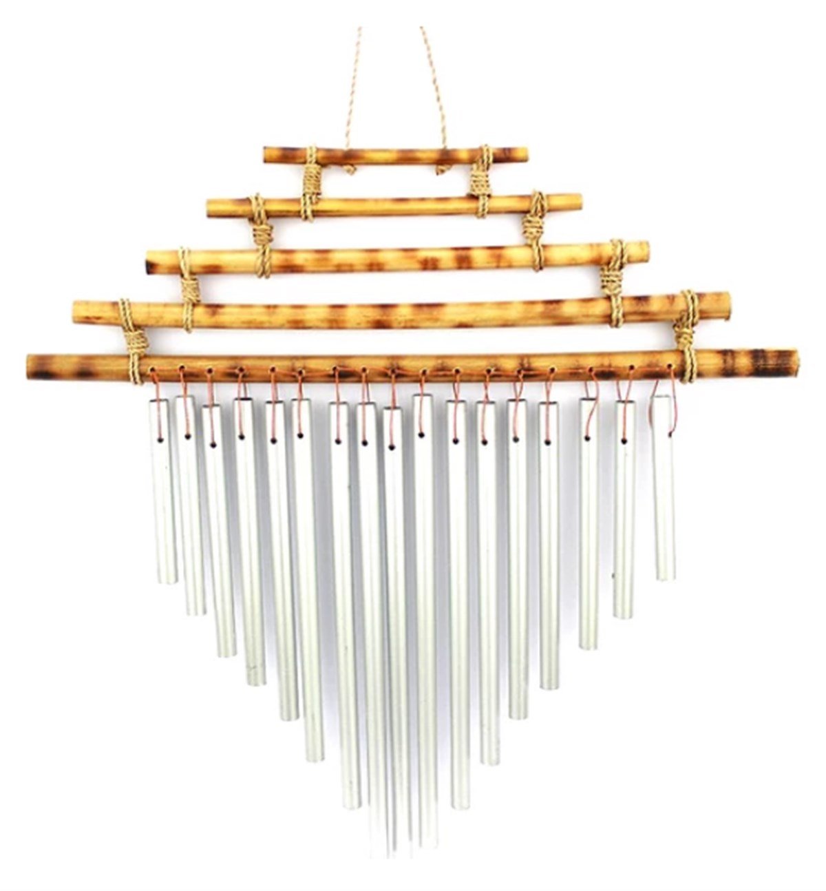 5 Katlı Bambu Çubuklu Metal Rüzgar Çanı (40 cm)