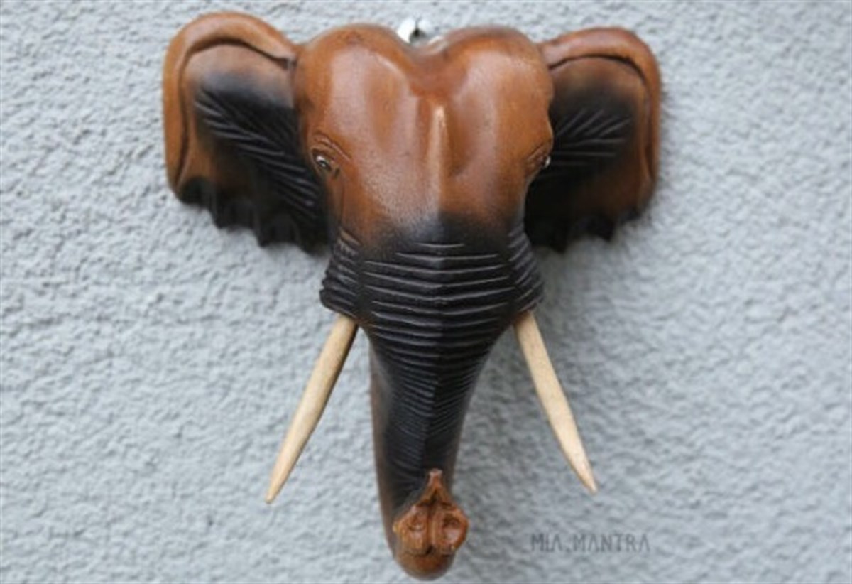 Afrika Fili Ahşap Duvar Dekoru - (Büyük Boy 24 cm)