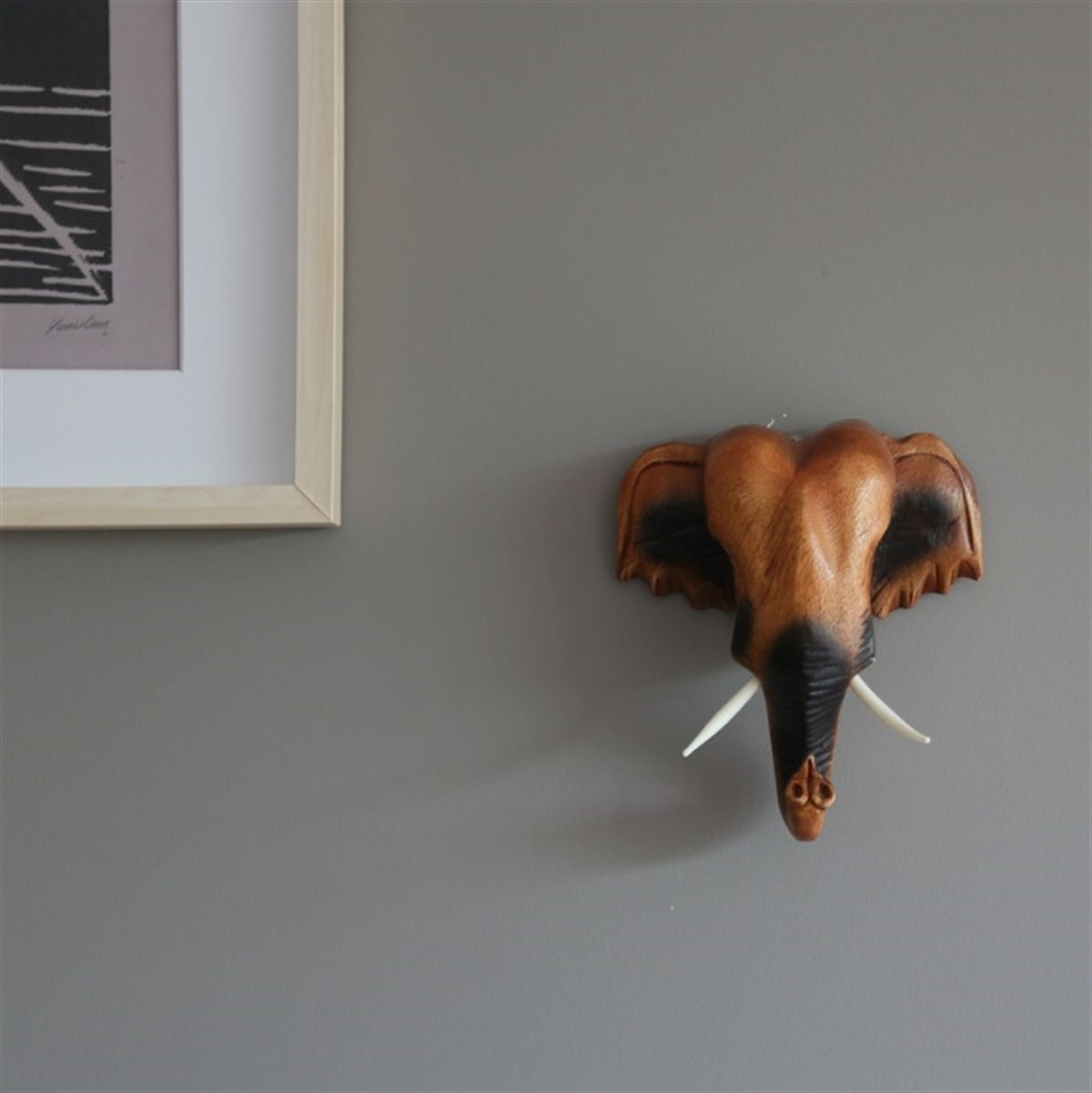 Afrika Fili Ahşap Duvar Dekoru (17 cm) / Mask