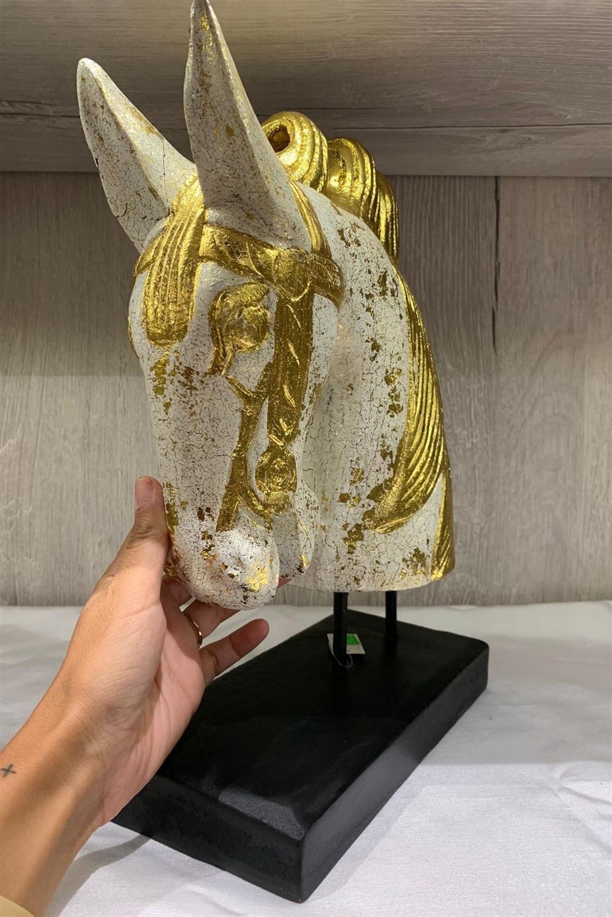 Ahşap At Kafası 30 cm (Beyaz) - Miamantra
