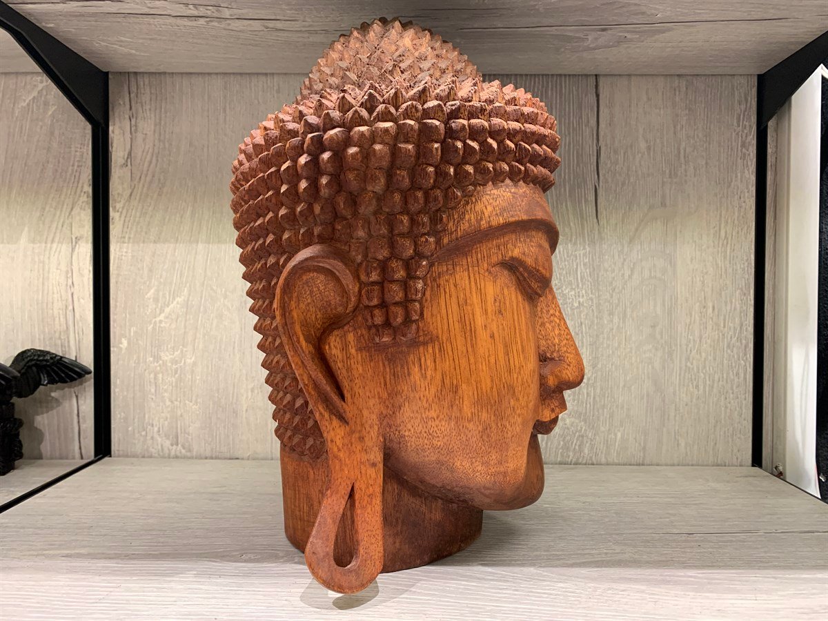 Ahşap Buda Kafası - 33 cm