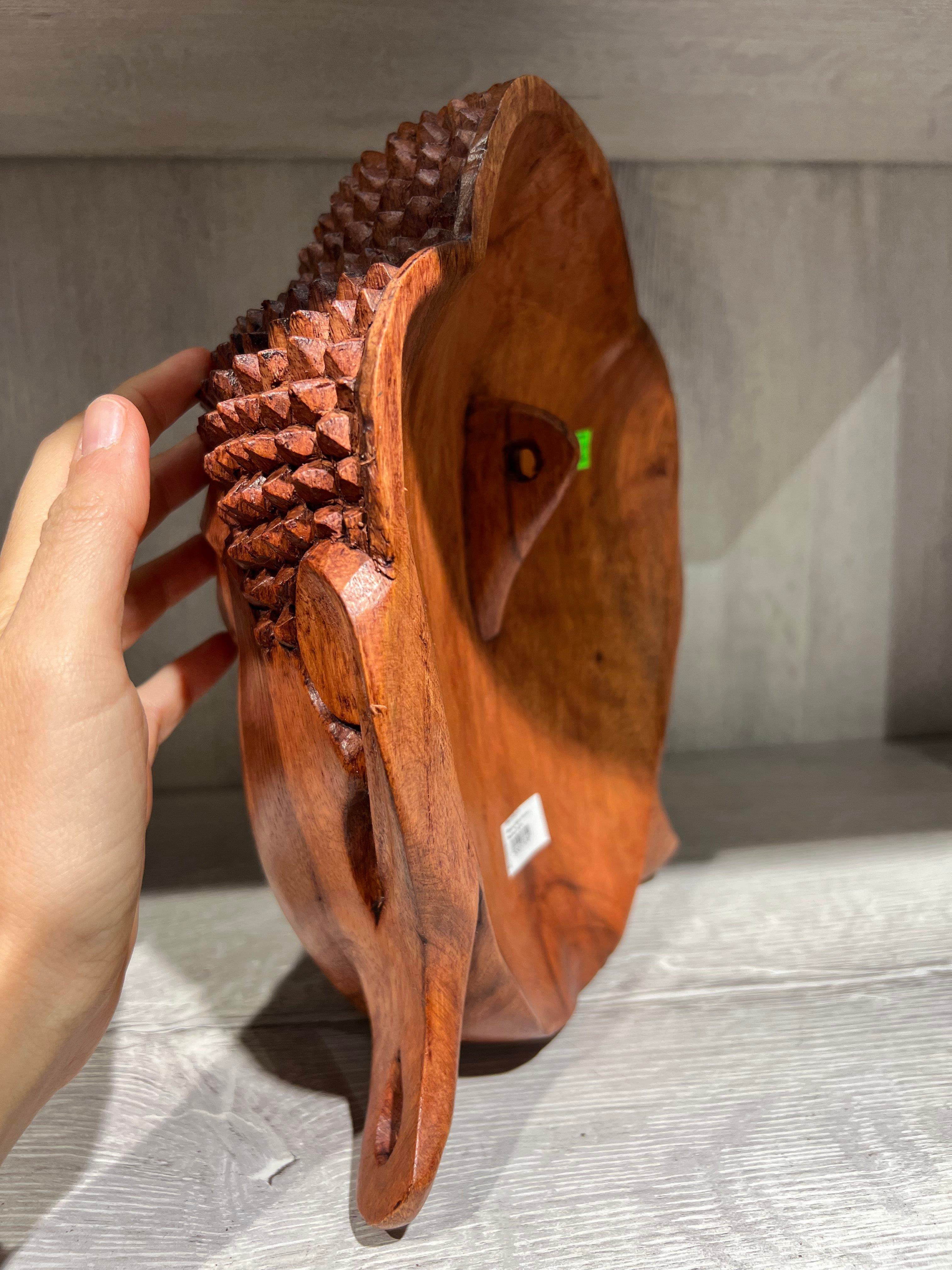 Ahşap Buda Kafası Maske 25 Cm - Miamantra
