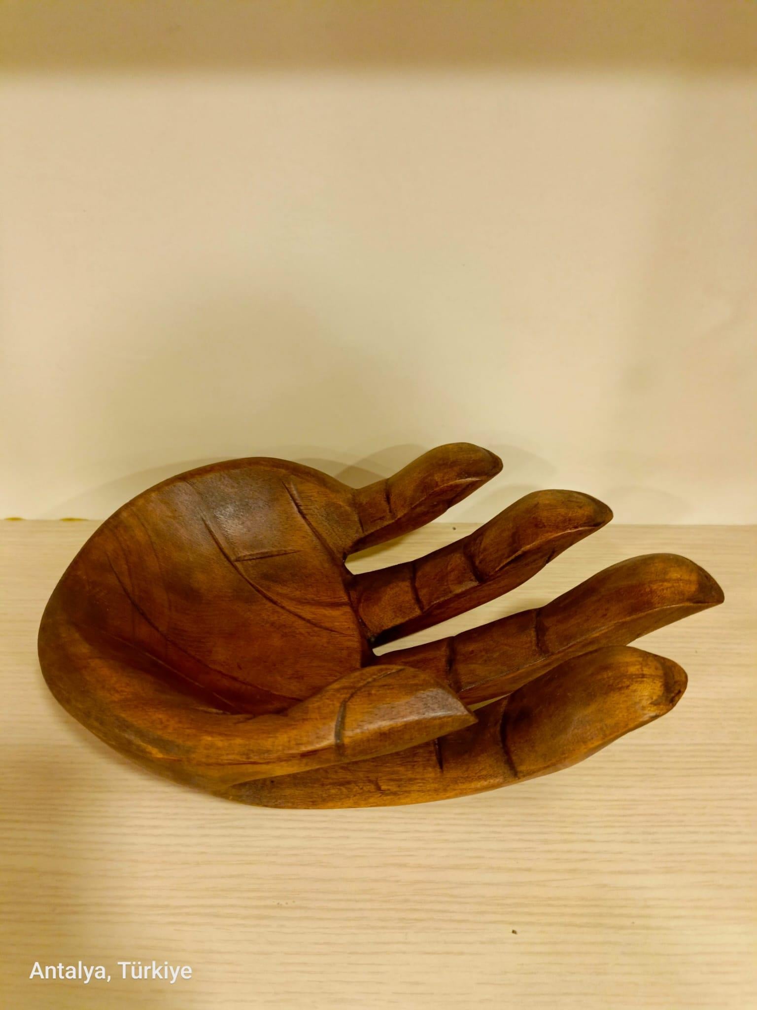 Ahşap El Şeklinde Çerezlik /Sunumluk - 30 cm - Miamantra