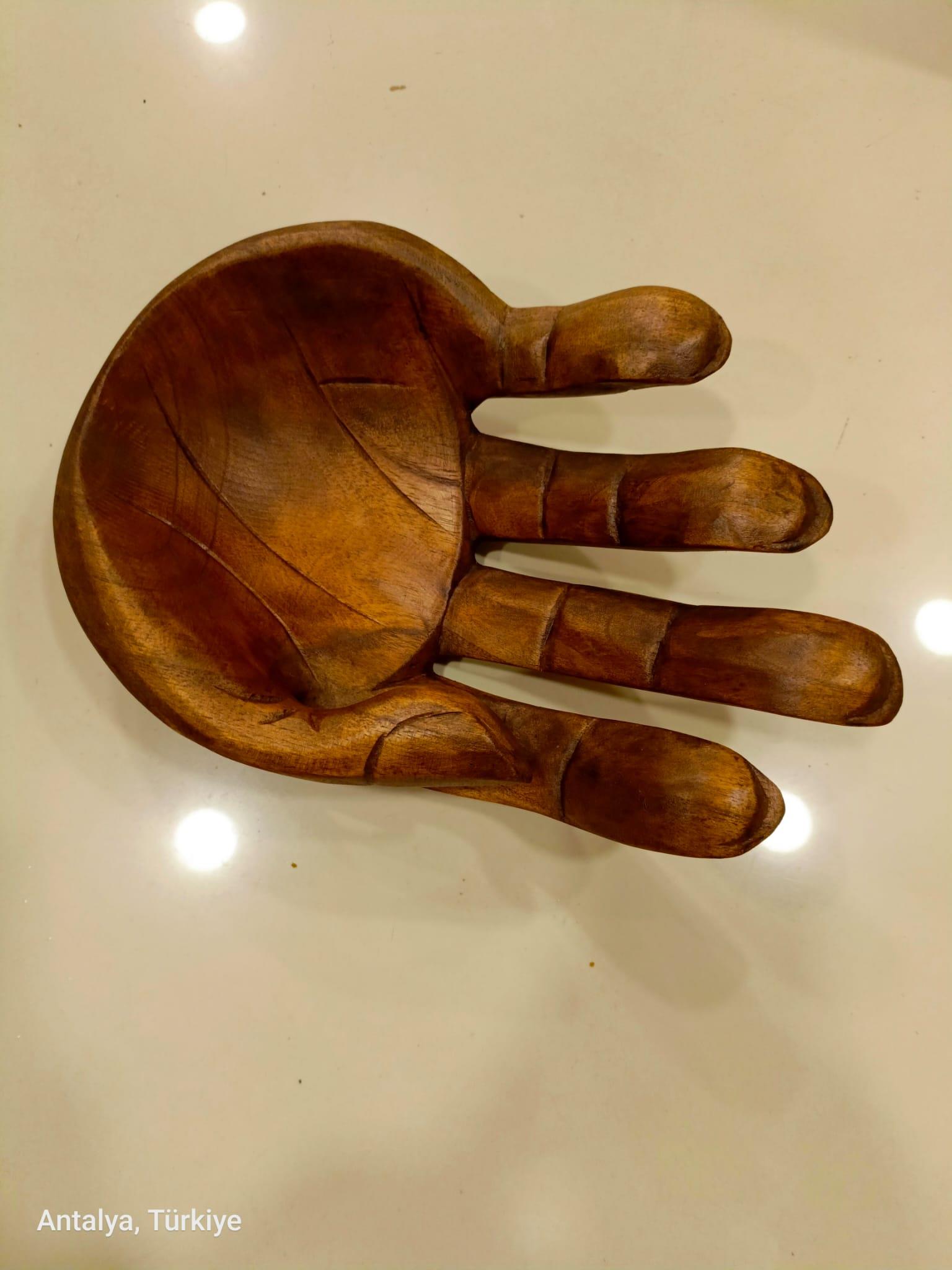 Ahşap El Şeklinde Çerezlik /Sunumluk - 30 cm - Miamantra