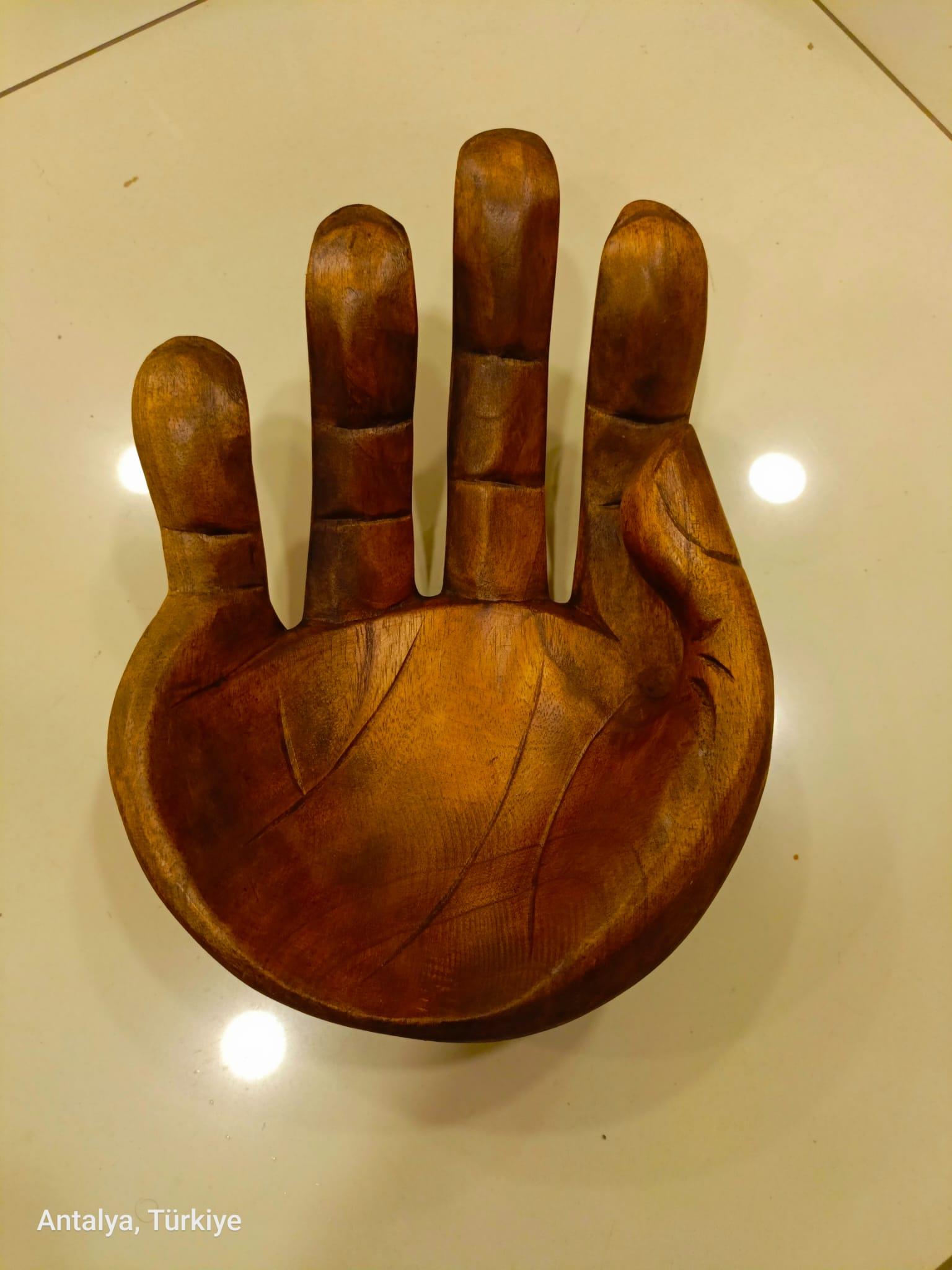 Ahşap El Şeklinde Çerezlik /Sunumluk - 30 cm - Miamantra