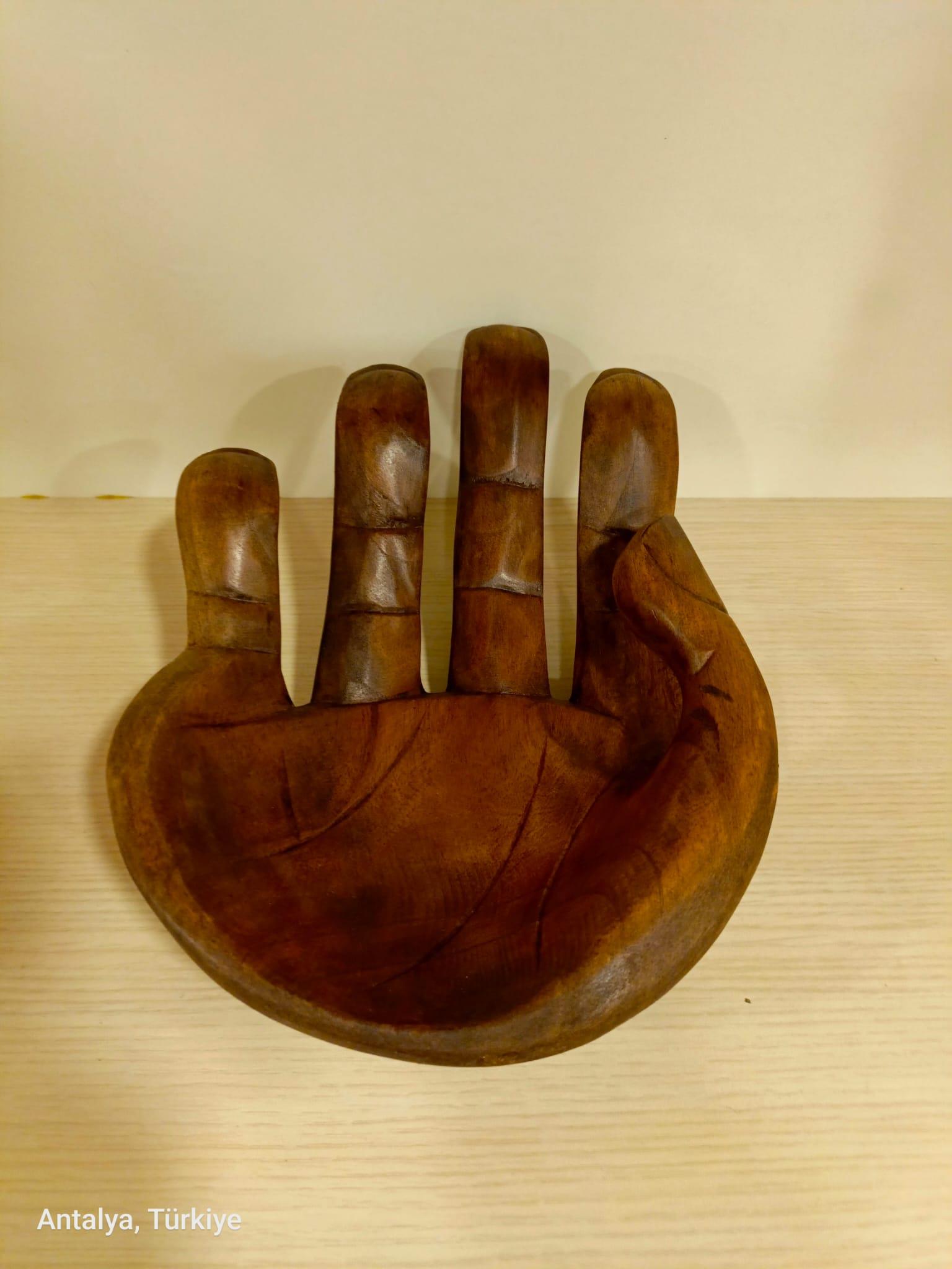 Ahşap El Şeklinde Çerezlik /Sunumluk - 30 cm - Miamantra